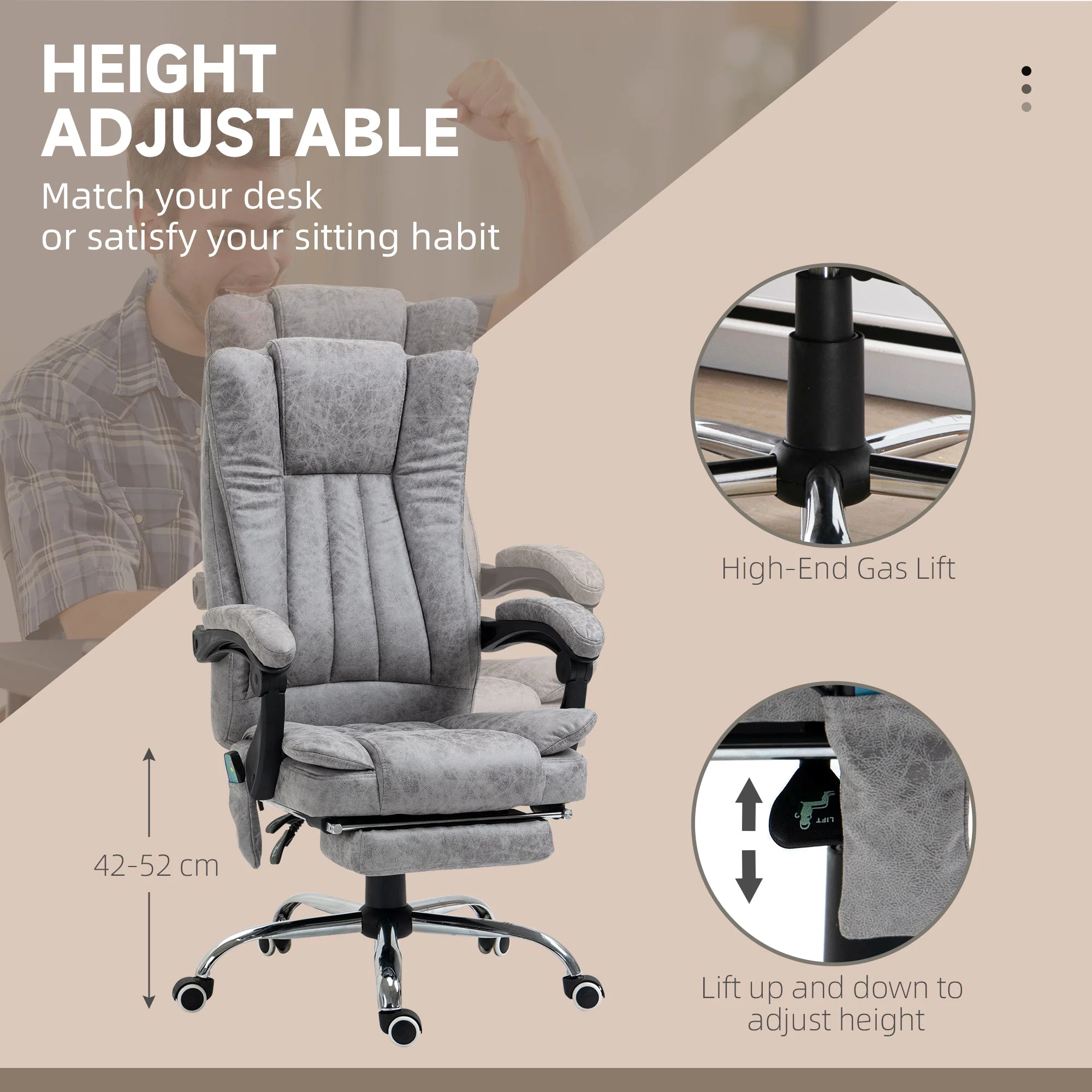 Vinsetto 6 Point Vibrating Massage Office Chair With Heat - Image 7