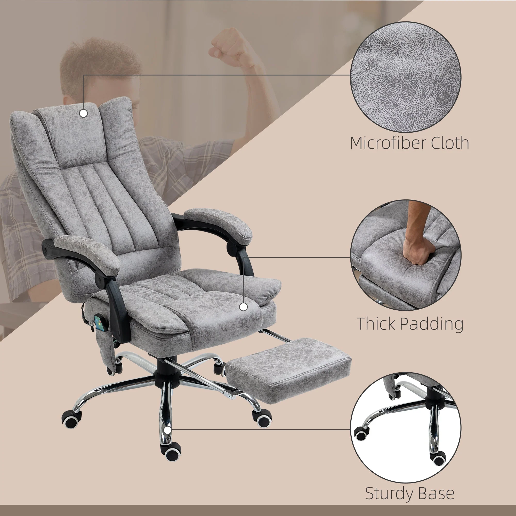 Vinsetto 6 Point Vibrating Massage Office Chair With Heat - Image 8