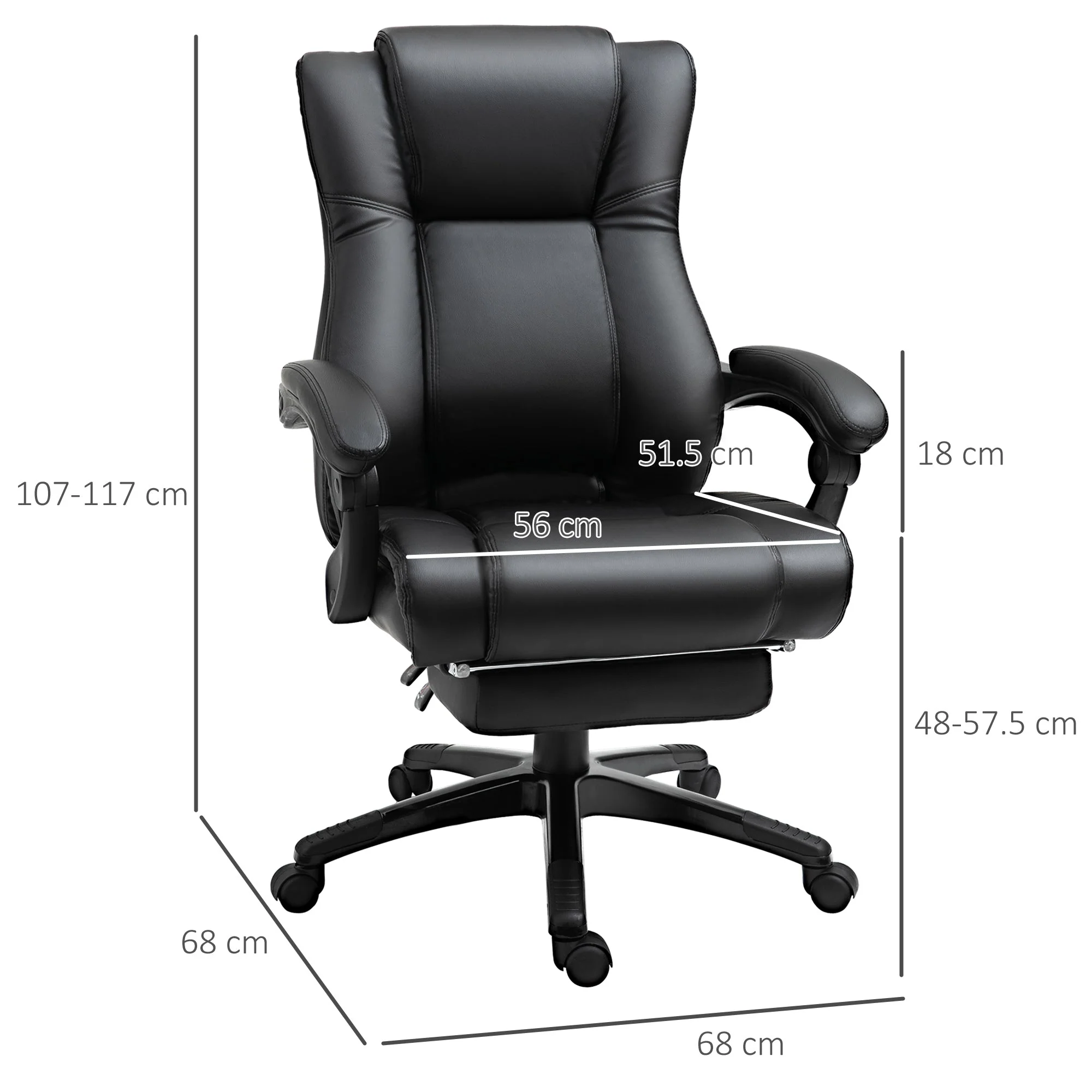 Vinsetto Executive Home Office Chair Swivel High Back Recliner PU Leather Ergonomic Chair - Image 3
