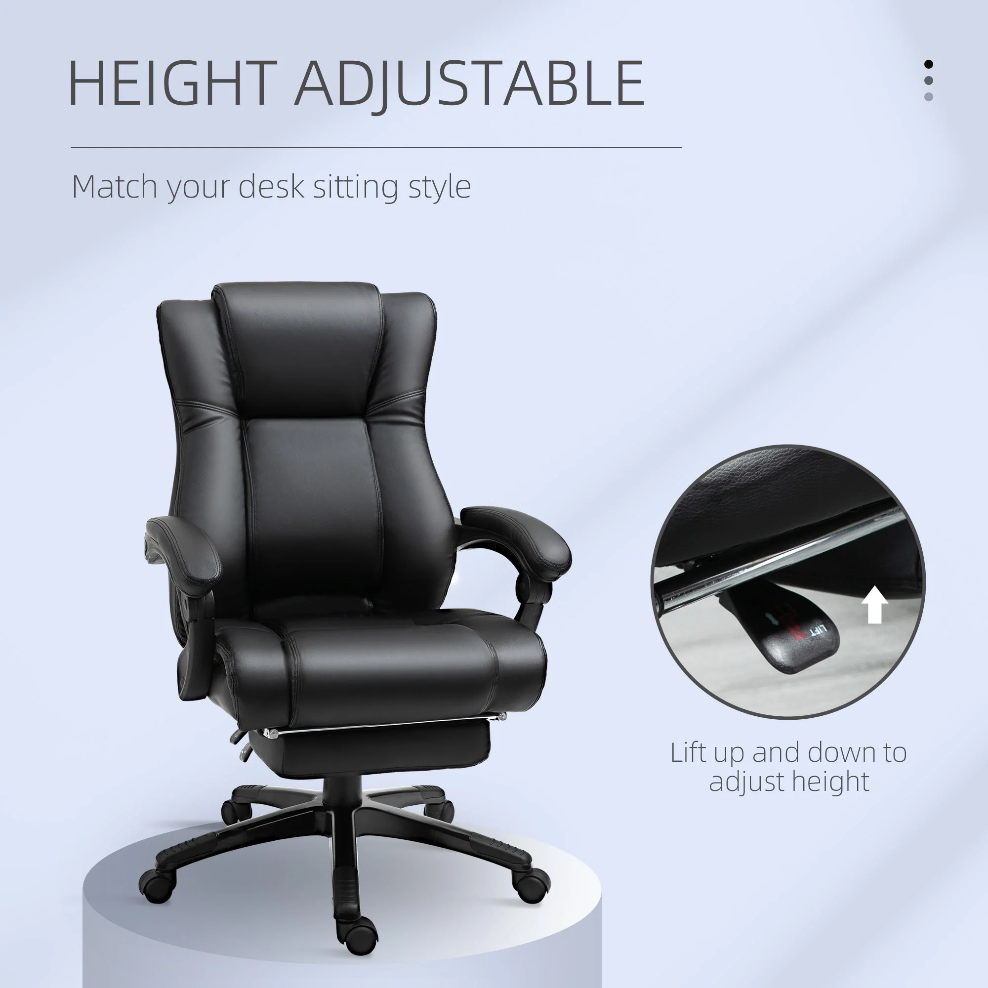 Vinsetto Executive Home Office Chair Swivel High Back Recliner PU Leather Ergonomic Chair - Image 4