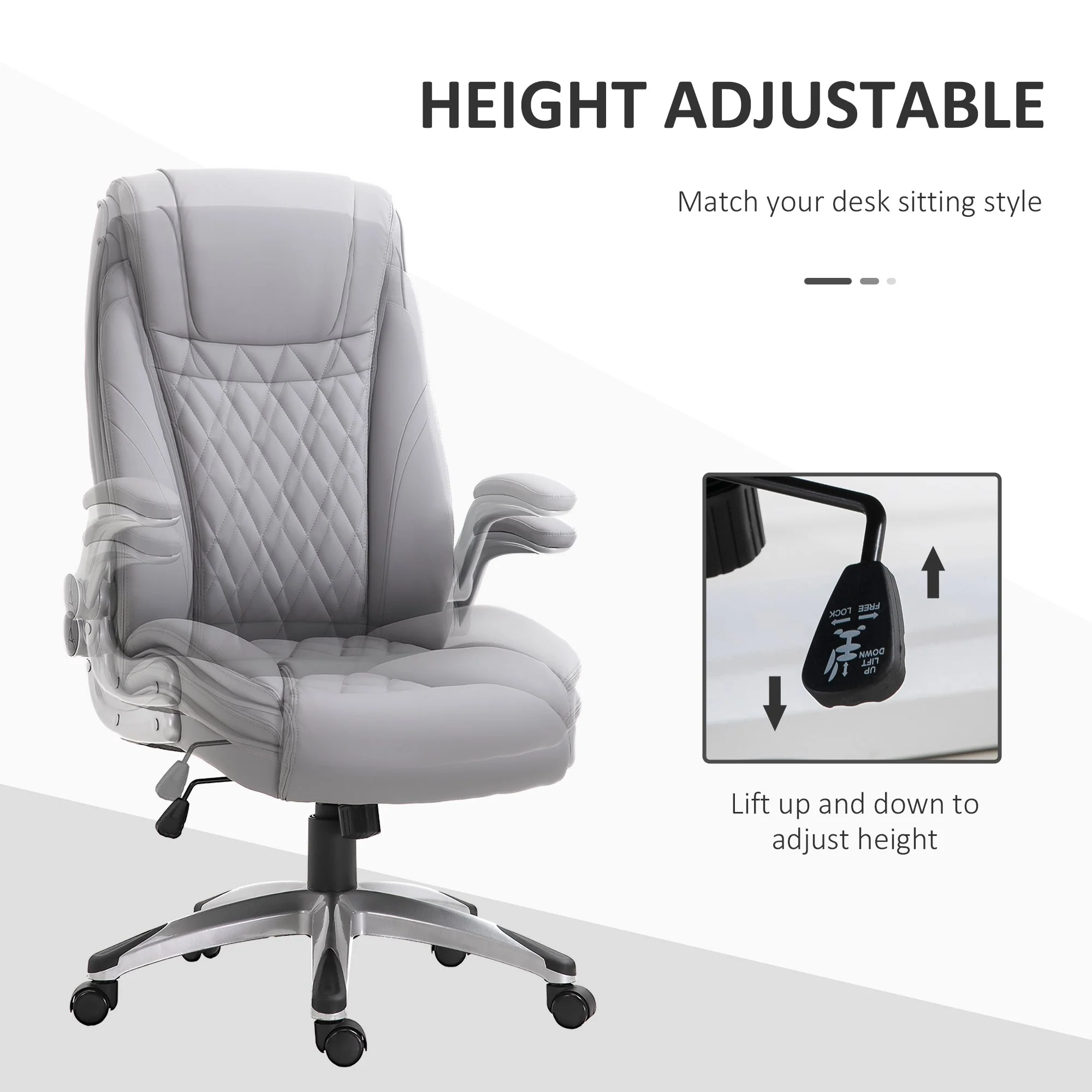 Vinsetto High Back Executive Office Chair Home Swivel PU Leather Ergonomic Chair - Image 4