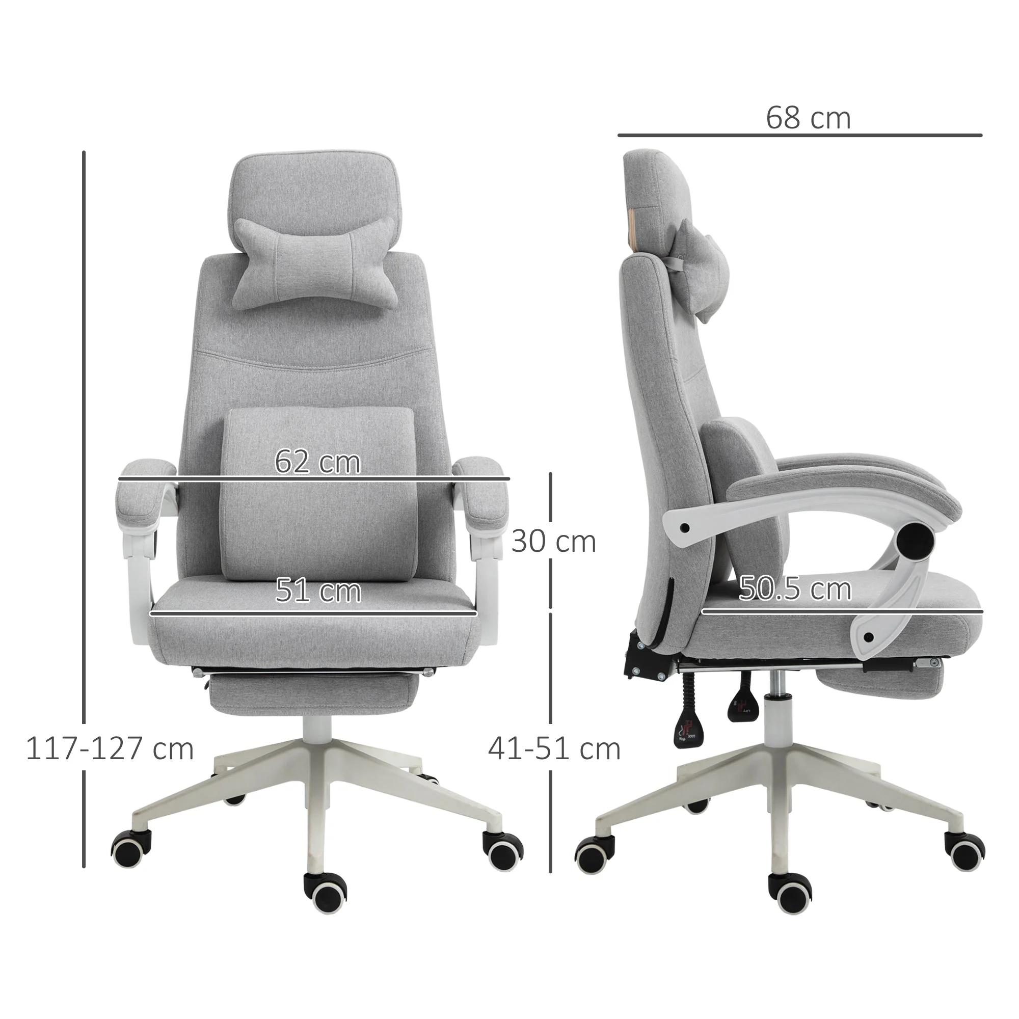 Vinsetto High Back Home Office Chair with Footrest - Image 3