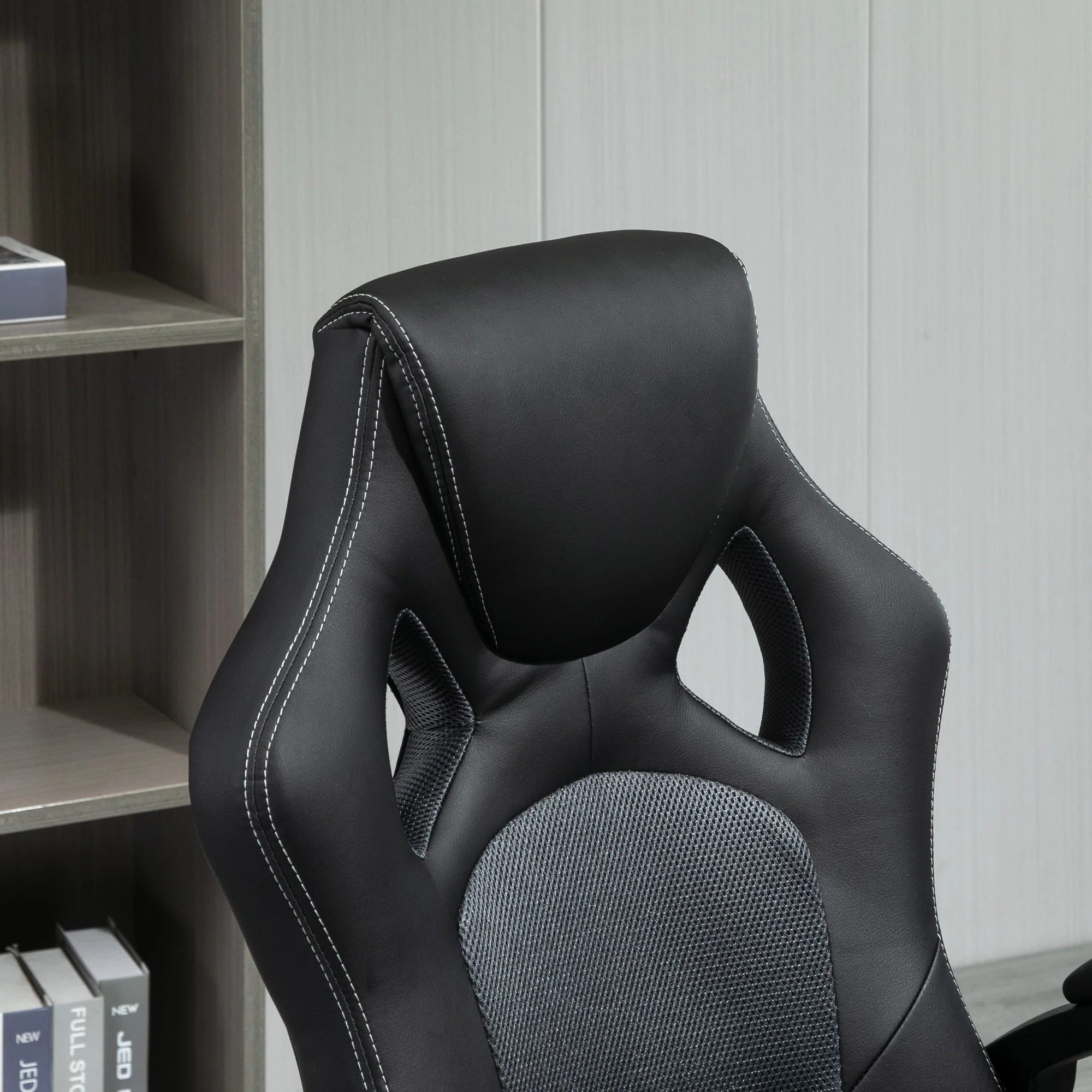 Vinsetto High-Back Office Chair Faux Leather Swivel Computer Desk Chair For Home Office With Wheels Armrests Black - Image 7