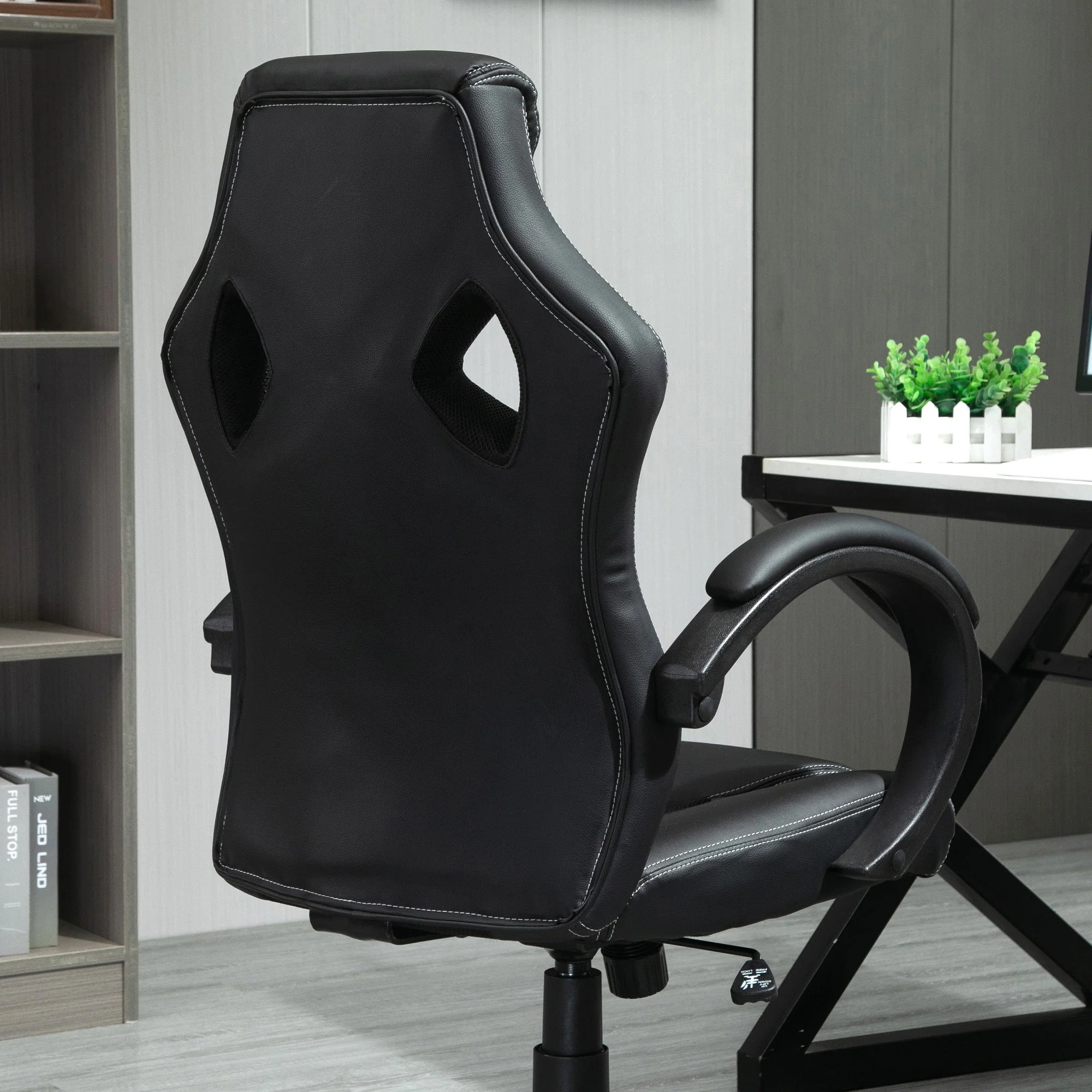 Vinsetto High-Back Office Chair Faux Leather Swivel Computer Desk Chair For Home Office With Wheels Armrests Black - Image 8