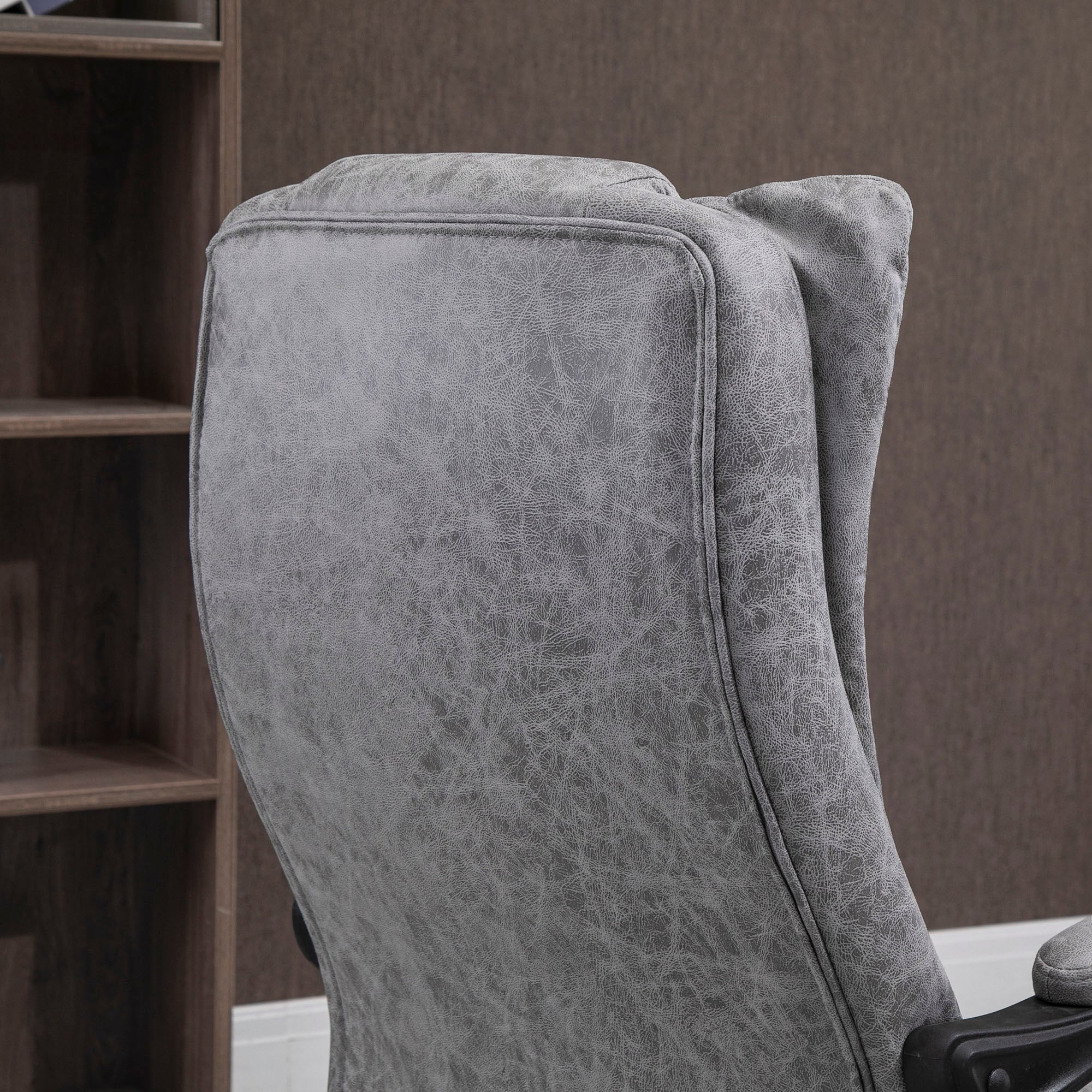 Vinsetto Home Office Chair Microfibre Desk Chair with Reclining Function Armrests Swivel Wheels Footrest Grey - Image 9