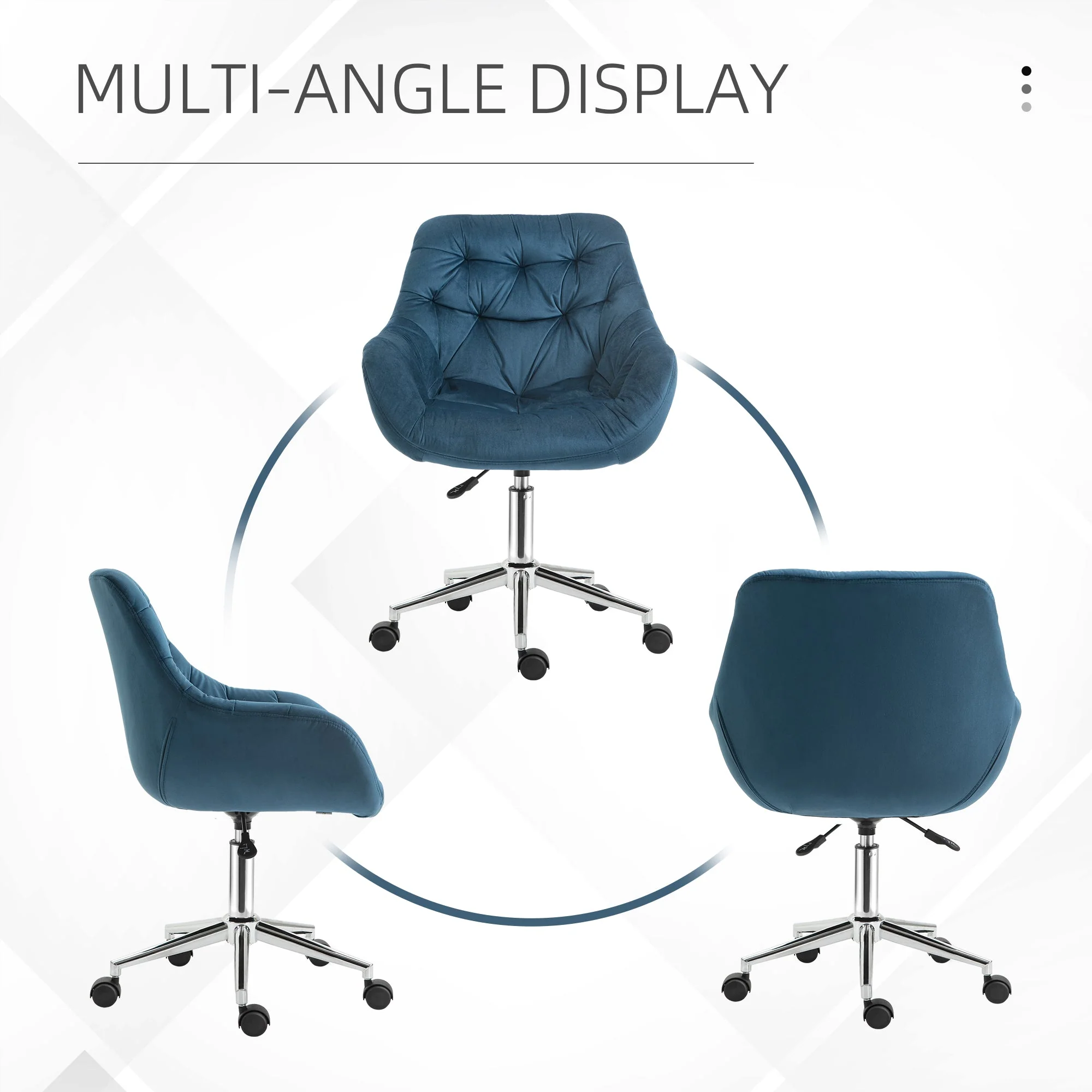 Vinsetto Home Office Chair Velvet Ergonomic Computer Chair Comfy Desk Chair with Adjustable Height - Image 7