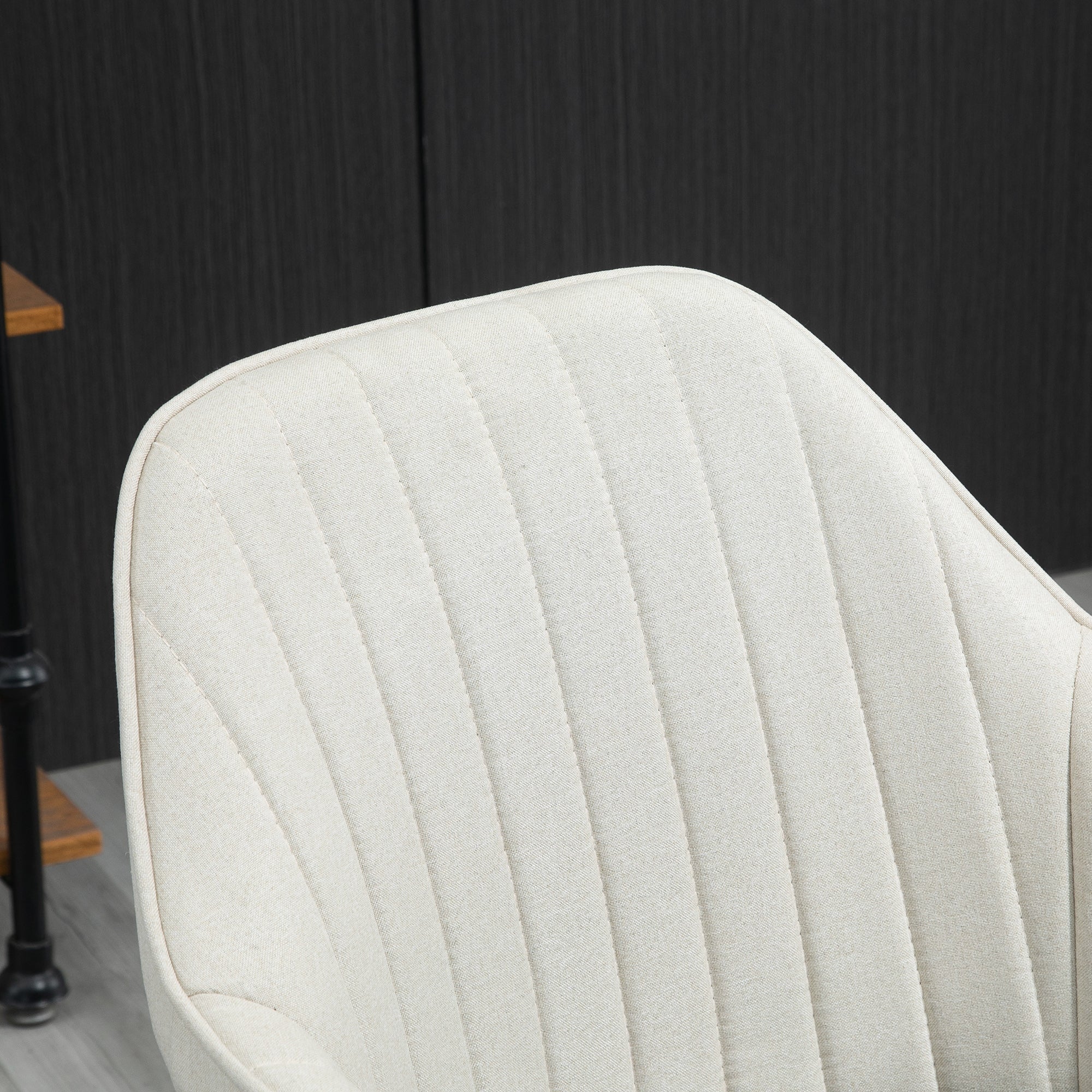 Vinsetto Leisure Office Chair Linen Swivel Computer Desk Chair Study With Wheel Beige - Image 7