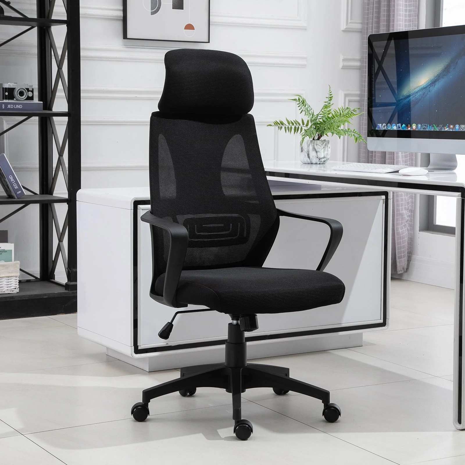 Vinsetto Mesh Ergonomic Home Office Chair w/ Headrest - Image 2