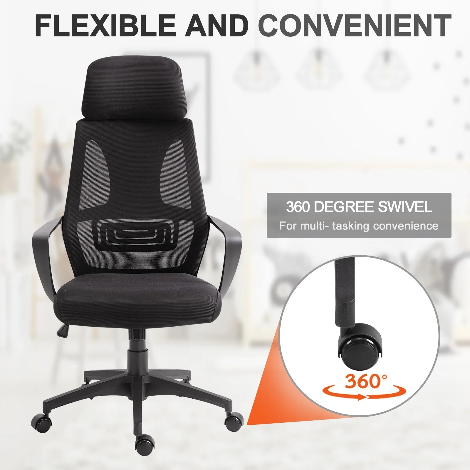 Vinsetto Mesh Ergonomic Home Office Chair w/ Headrest - Image 6