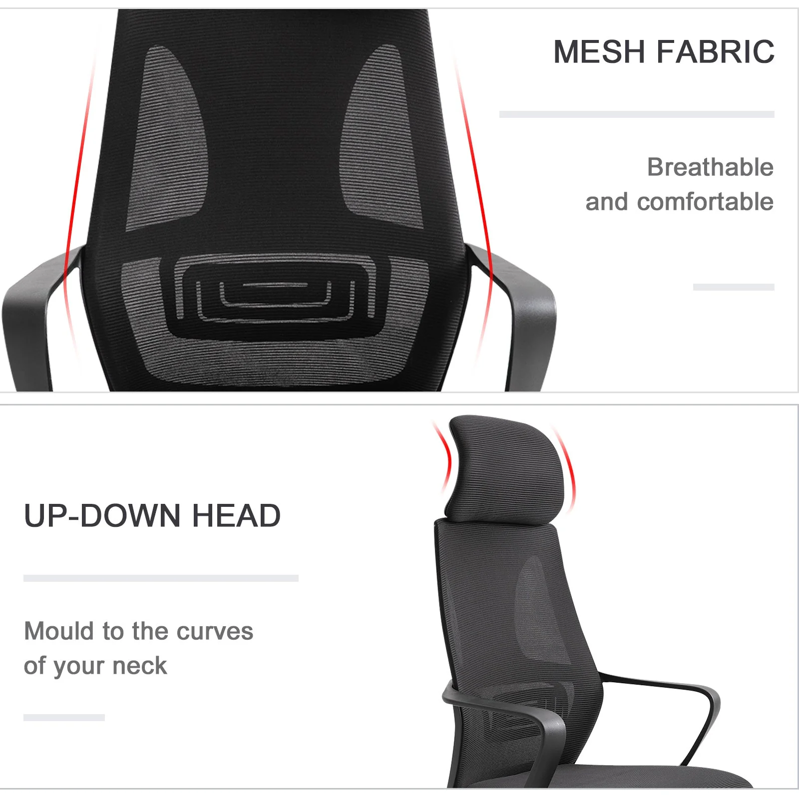 Vinsetto Mesh Ergonomic Home Office Chair w/ Headrest - Image 7