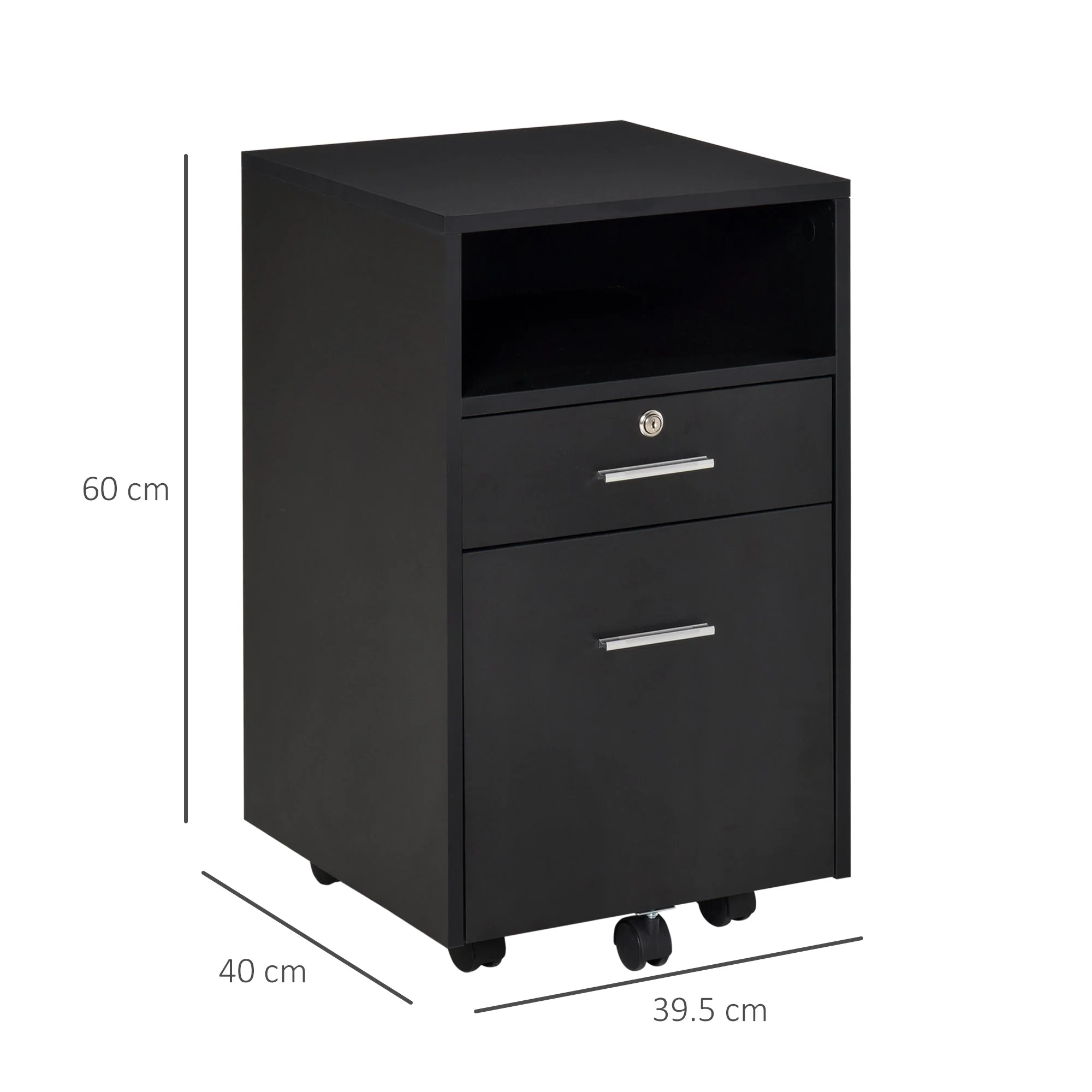 Vinsetto Mobile File Cabinet Home Filing Furniture w/ Lock - Image 3
