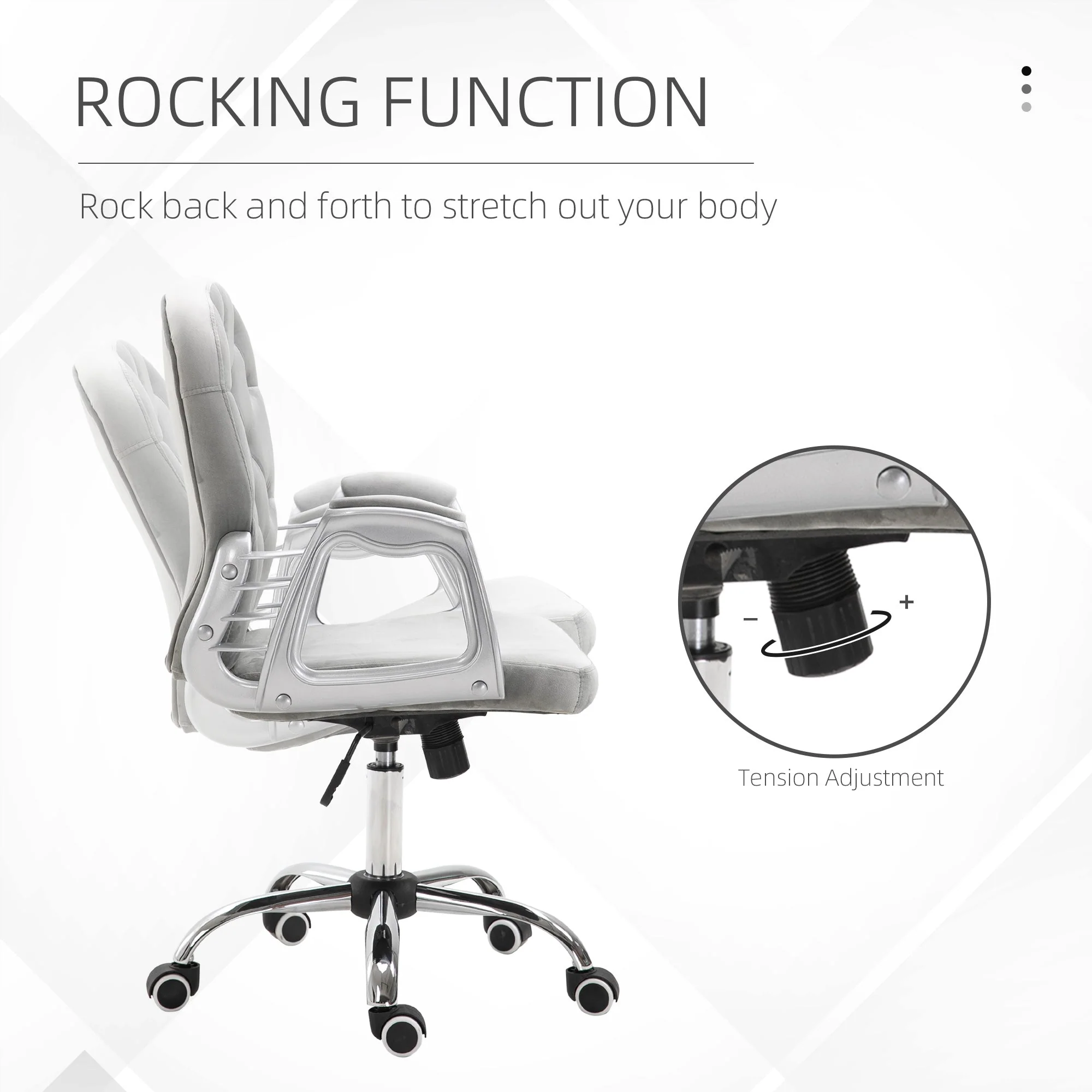 Vinsetto Office Chair with Diamond Tufted Velour - Image 5