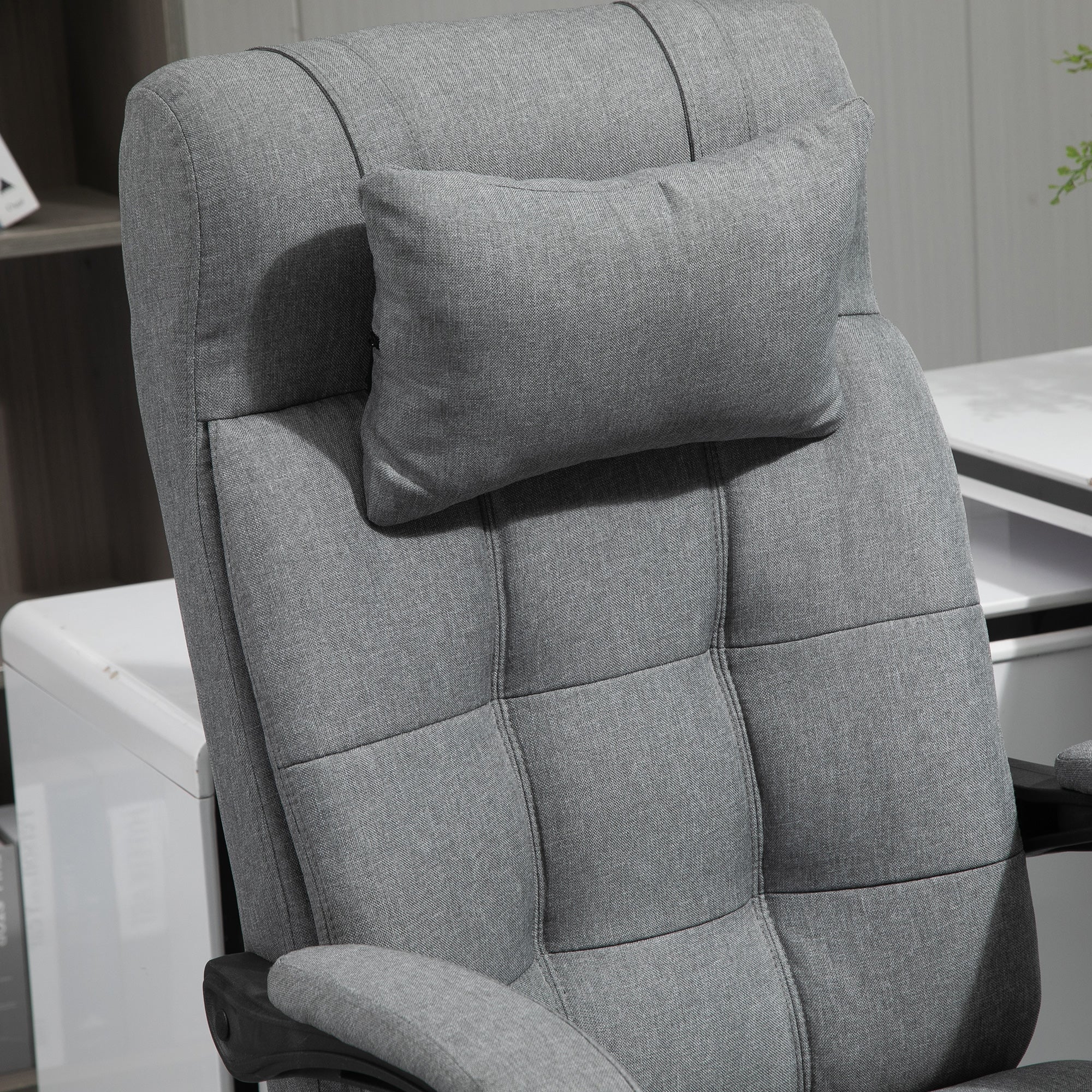 Vinsetto Office Chair With Footrest Ergonomic Office Chair With Armrests Lumber Support And Headrest Light Grey - Image 8