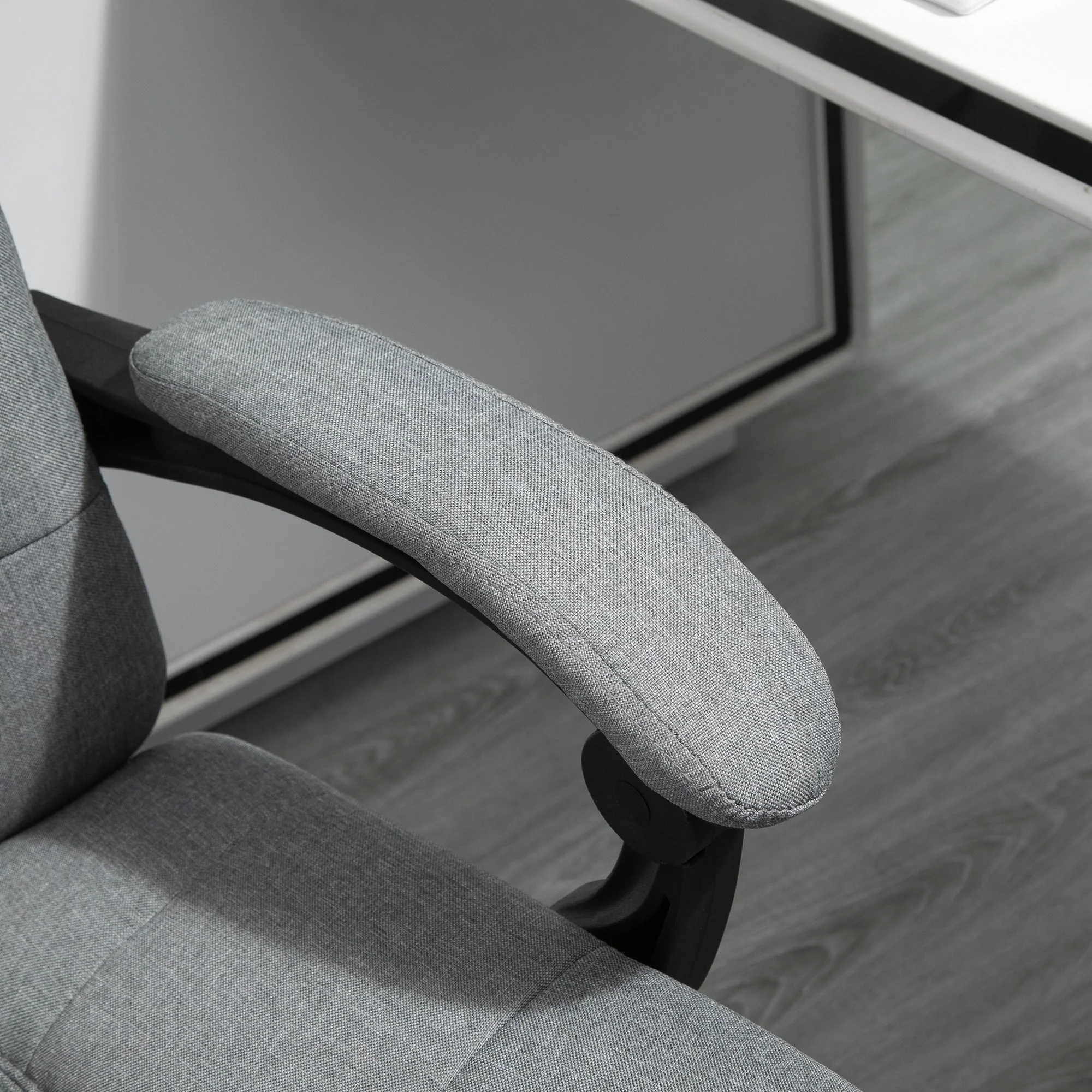 Vinsetto Office Chair With Footrest Ergonomic Office Chair With Armrests Lumber Support And Headrest Light Grey - Image 9
