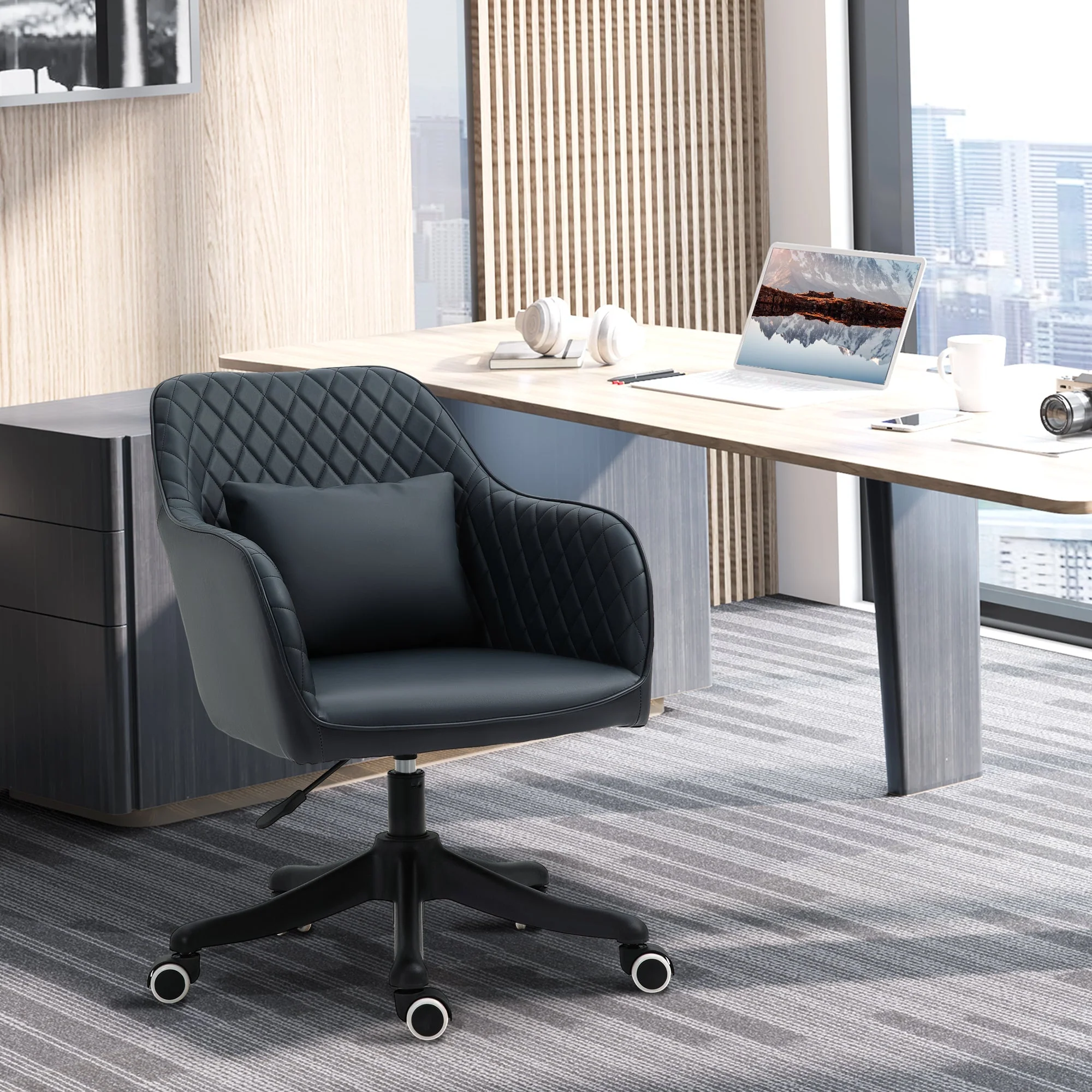 Vinsetto PU Leather Office Chair with Rechargeable Electric Vibration Massage Lumbar Pillow - Image 2