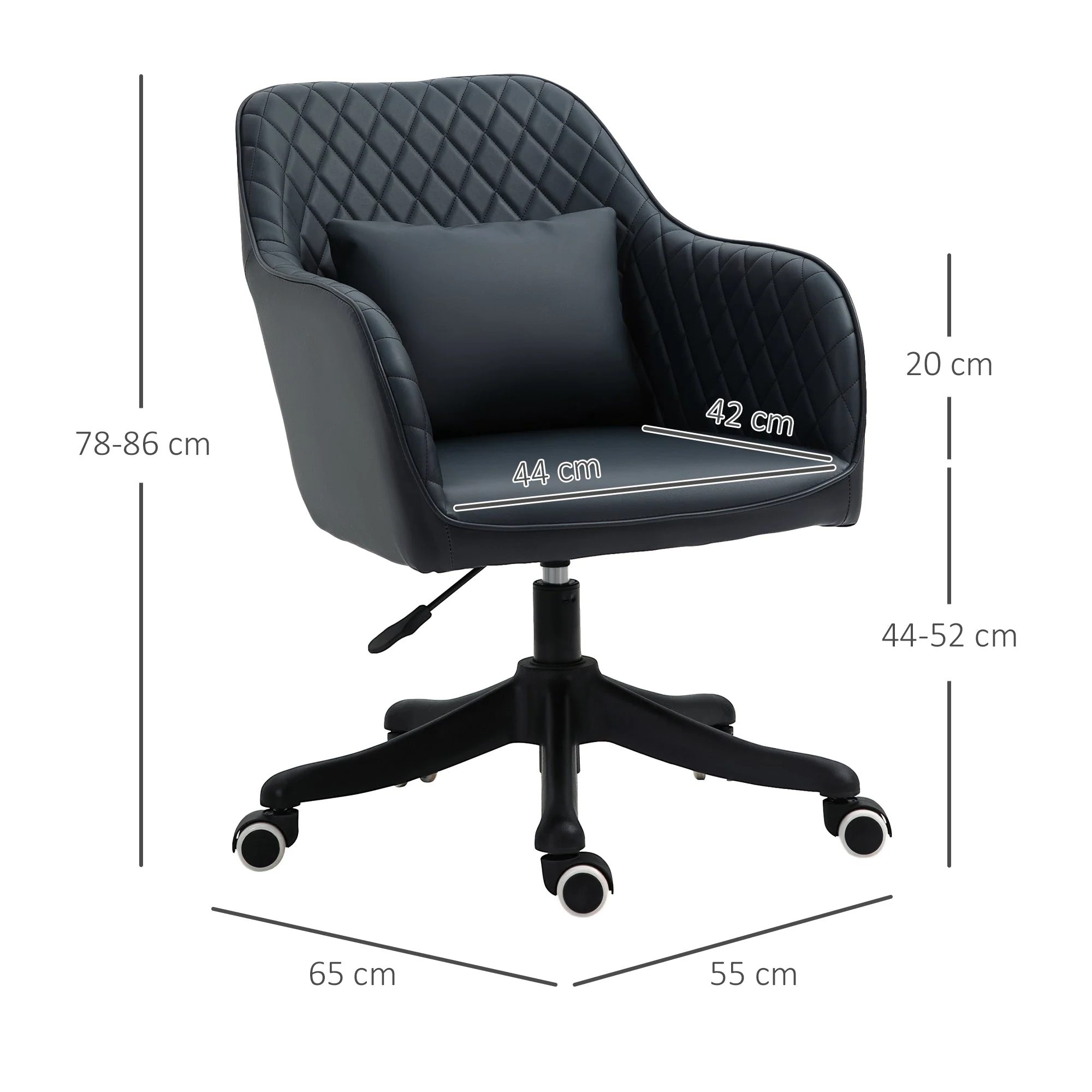 Vinsetto PU Leather Office Chair with Rechargeable Electric Vibration Massage Lumbar Pillow - Image 3