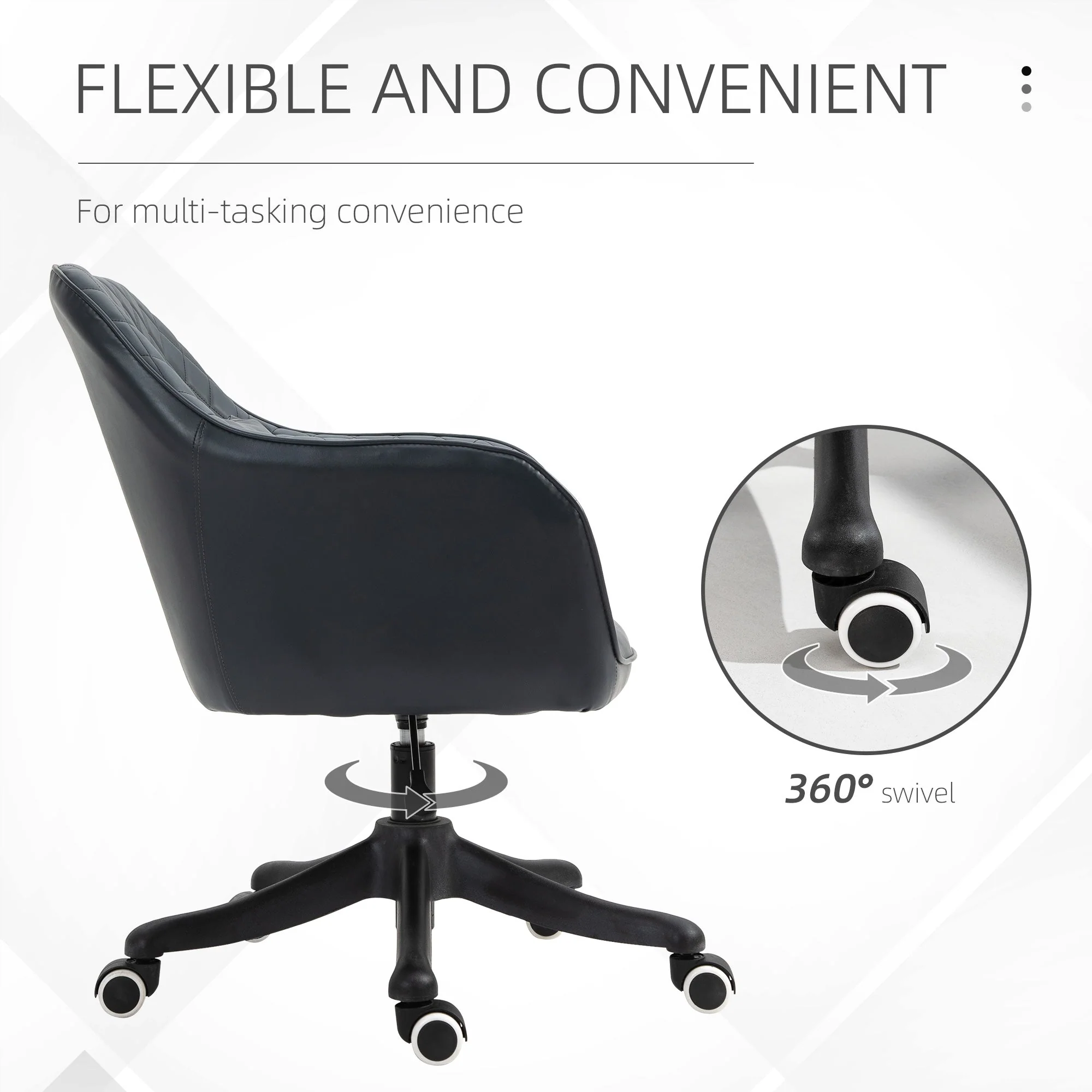 Vinsetto PU Leather Office Chair with Rechargeable Electric Vibration Massage Lumbar Pillow - Image 6