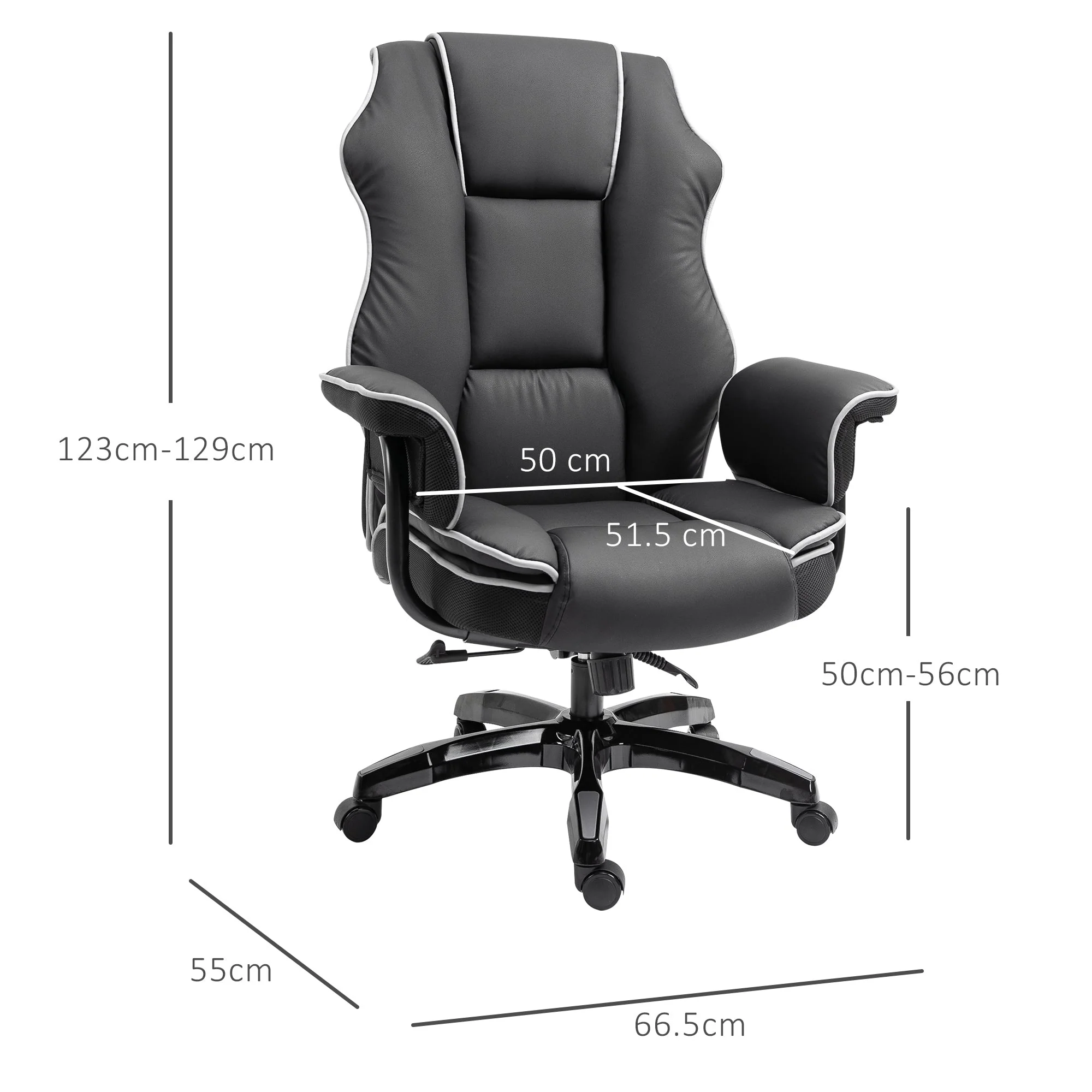 Vinsetto PU Upholstered Recliner Office Chair Black - Image 3