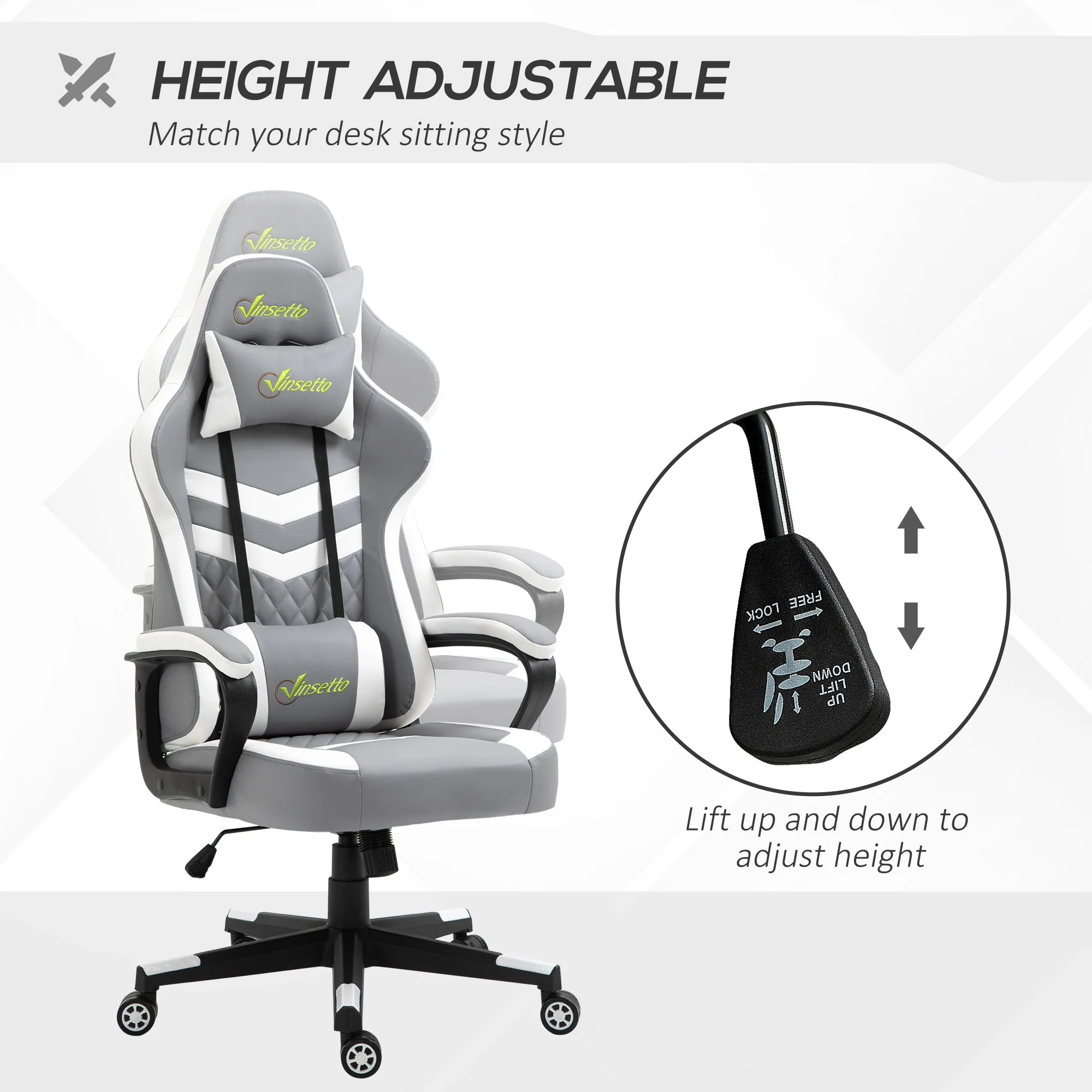 Vinsetto Racing Gaming Chair with Lumbar Support - Image 4