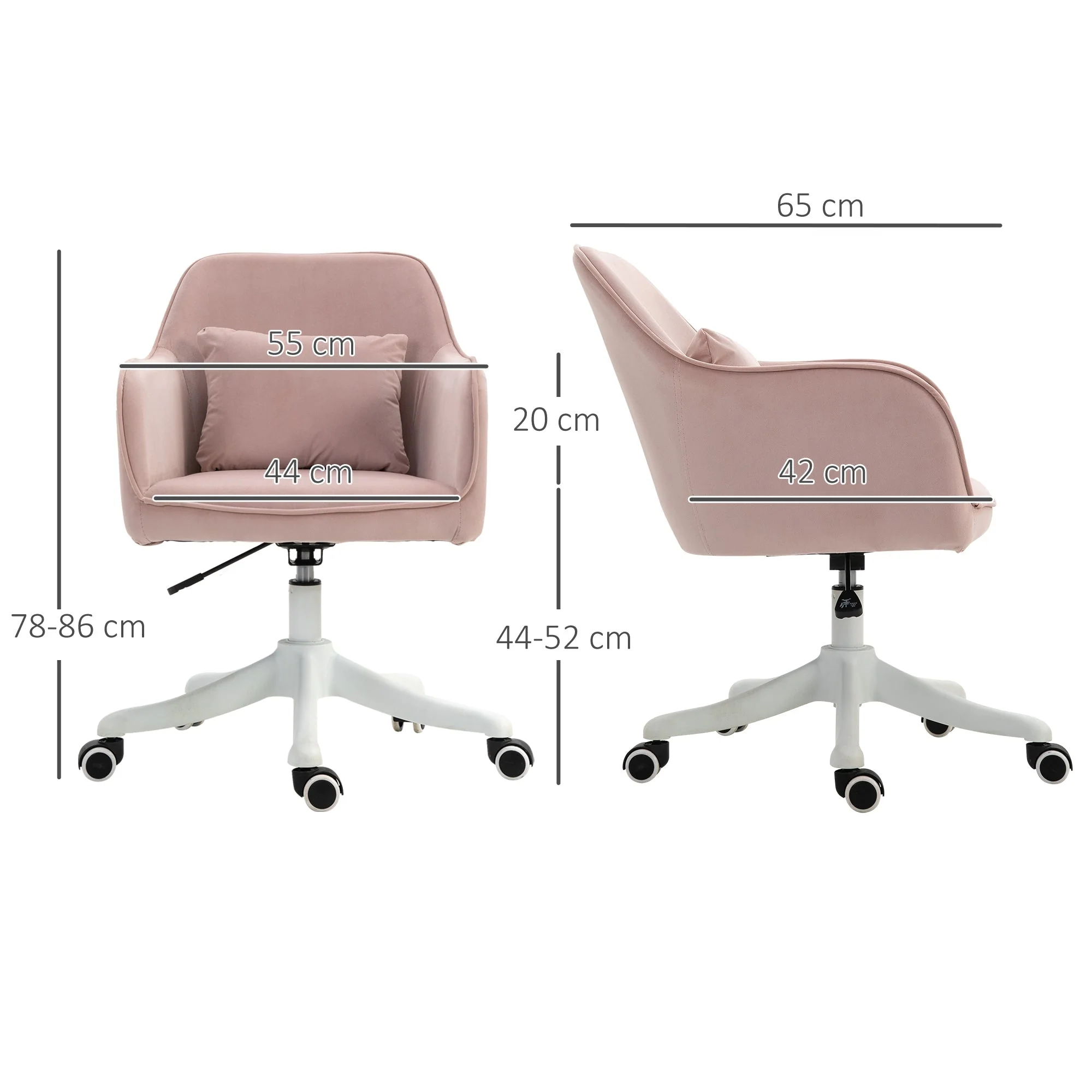 Vinsetto Velvet-Feel Office Chair with Rechargeable Electric Vibration Massage Lumbar Pillow - Image 3