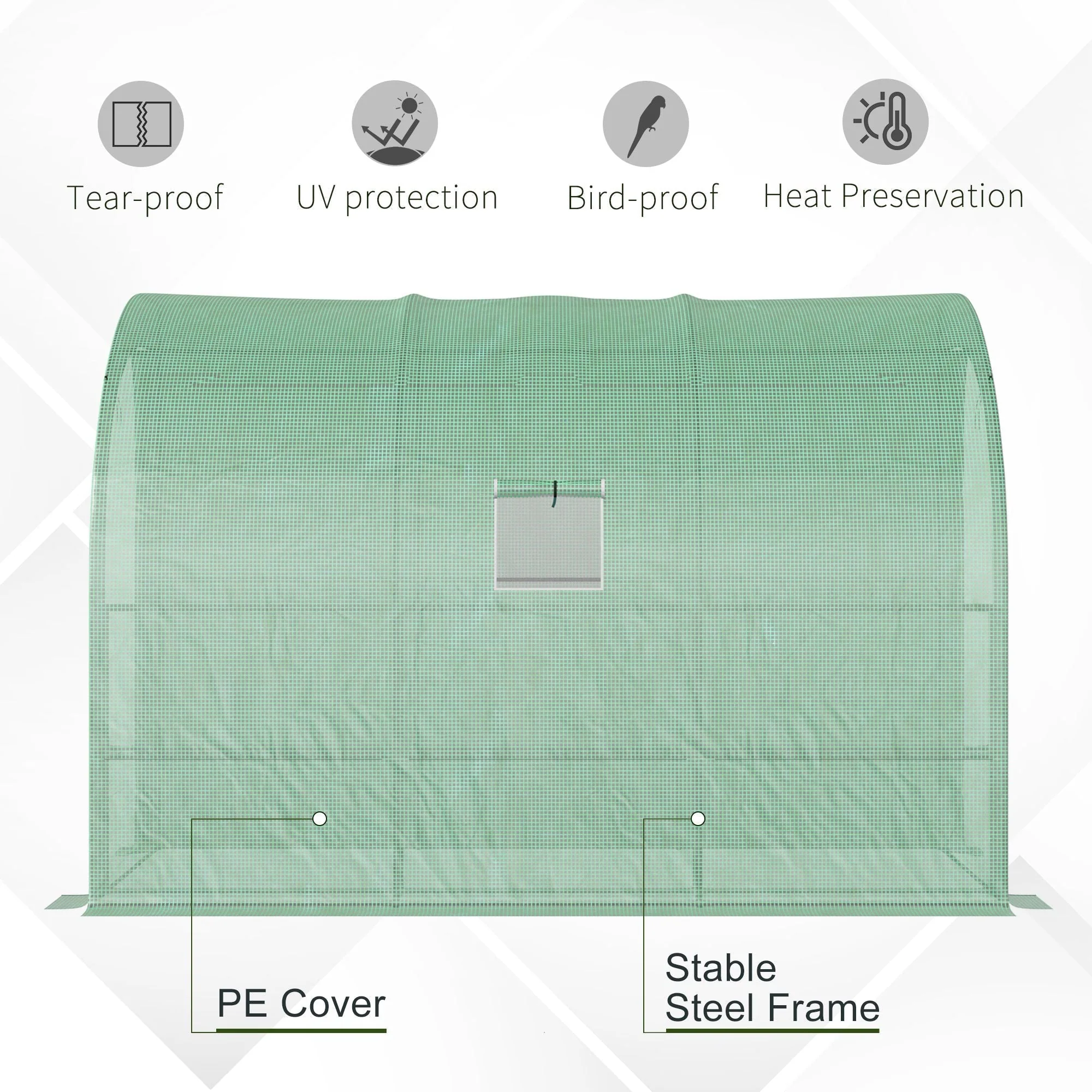 Walk-In Lean to Greenhouse with Windows and Zippered Doors - Image 6