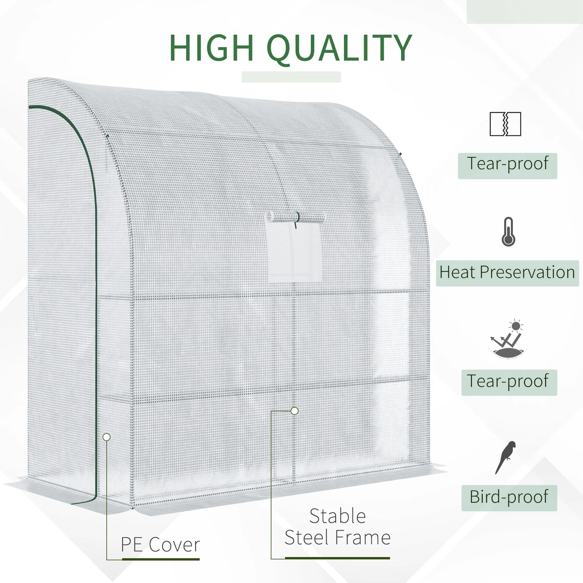 Walk-In Lean to Wall Greenhouse w/Window - Image 4