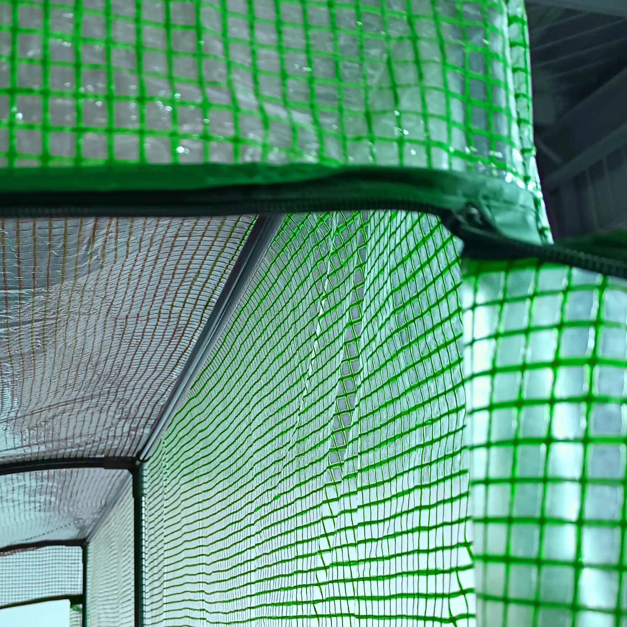 Walk-In Lean to Wall Greenhouse with Windows and Doors 2 Tiers 4 Wired Shelves 200L x 100W x 215H cm Green - Image 8