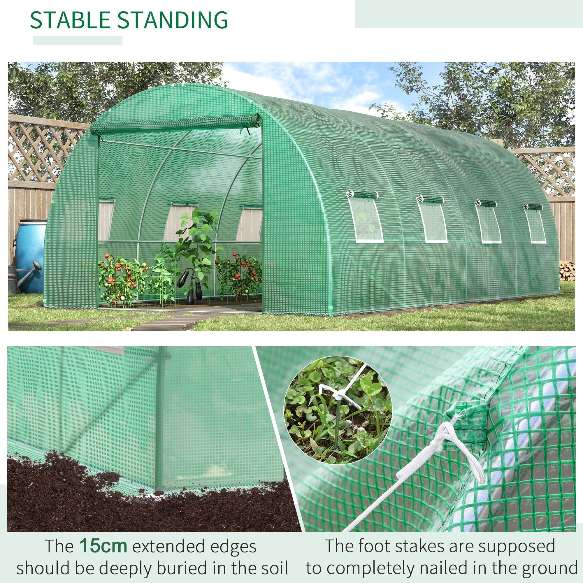 Walk in Polytunnel Garden Greenhouse Window Door Outdoor Plant Flower 6 x 3M - Image 5