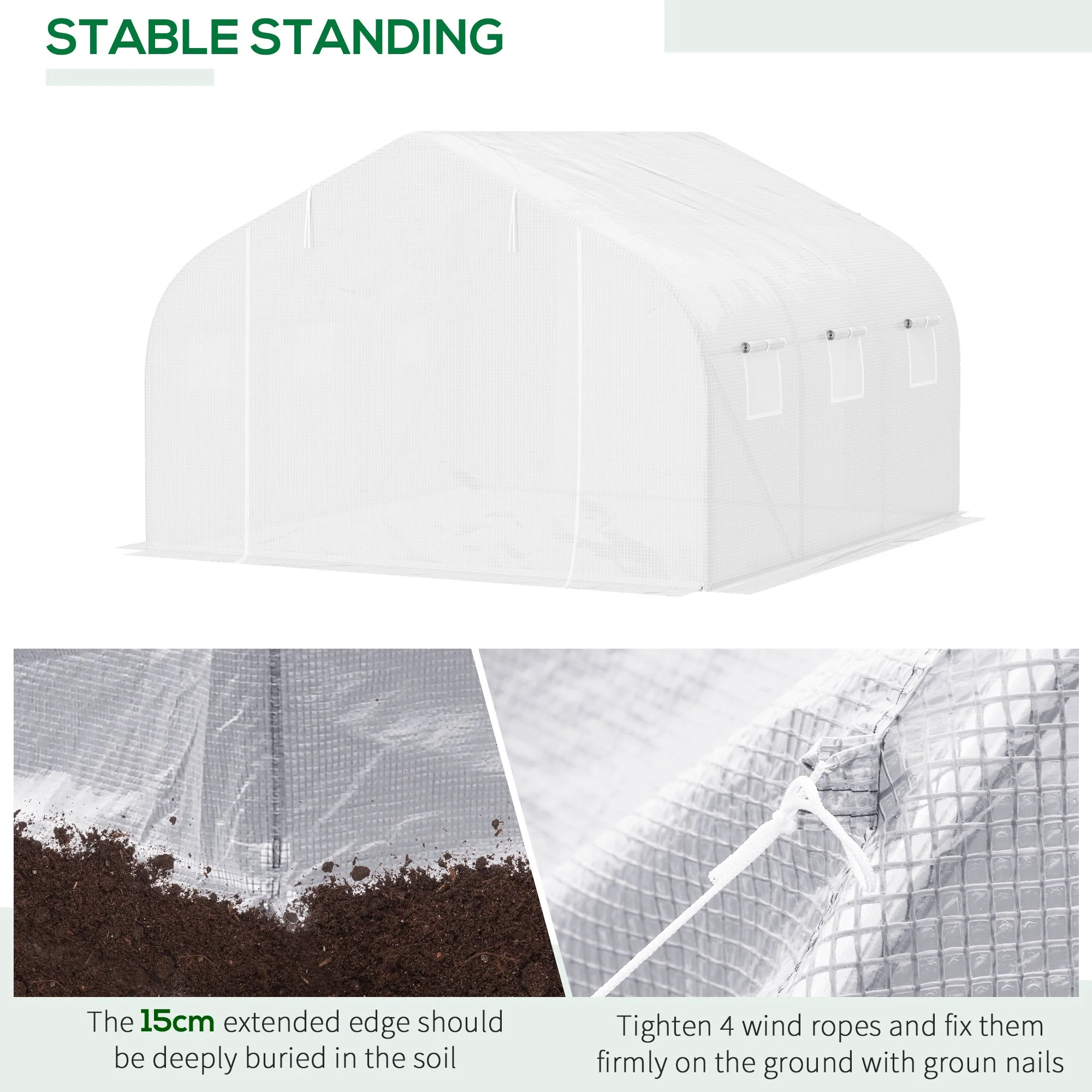 Walk-In Polytunnel Greenhouse Warm House Garden Tunnel Shelter Plant Shed with Door and Windows - Image 5