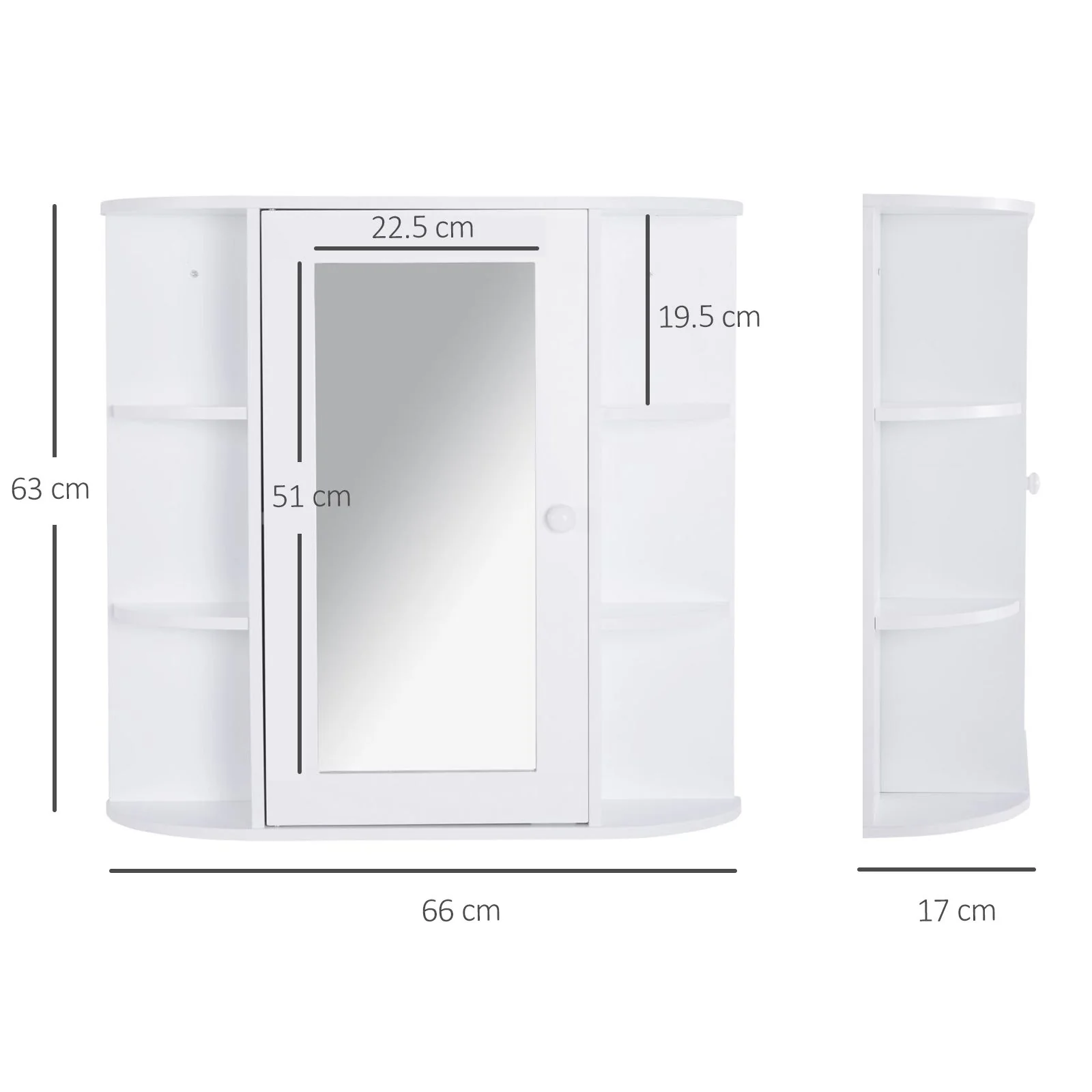 Wall Mounted Bathroom Cabinet with Mirror Single Door Storage Organizer 2-tier Inner Shelves White - Image 3