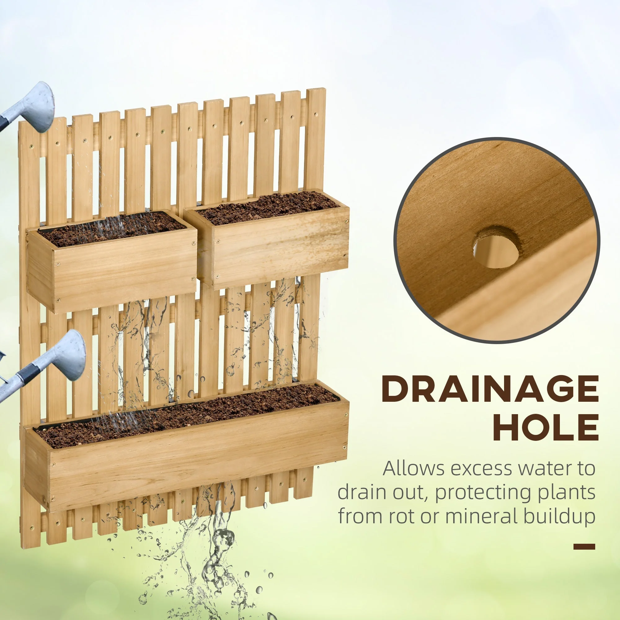 Wall-mounted Wooden Garden Planters with Trellis - Image 6