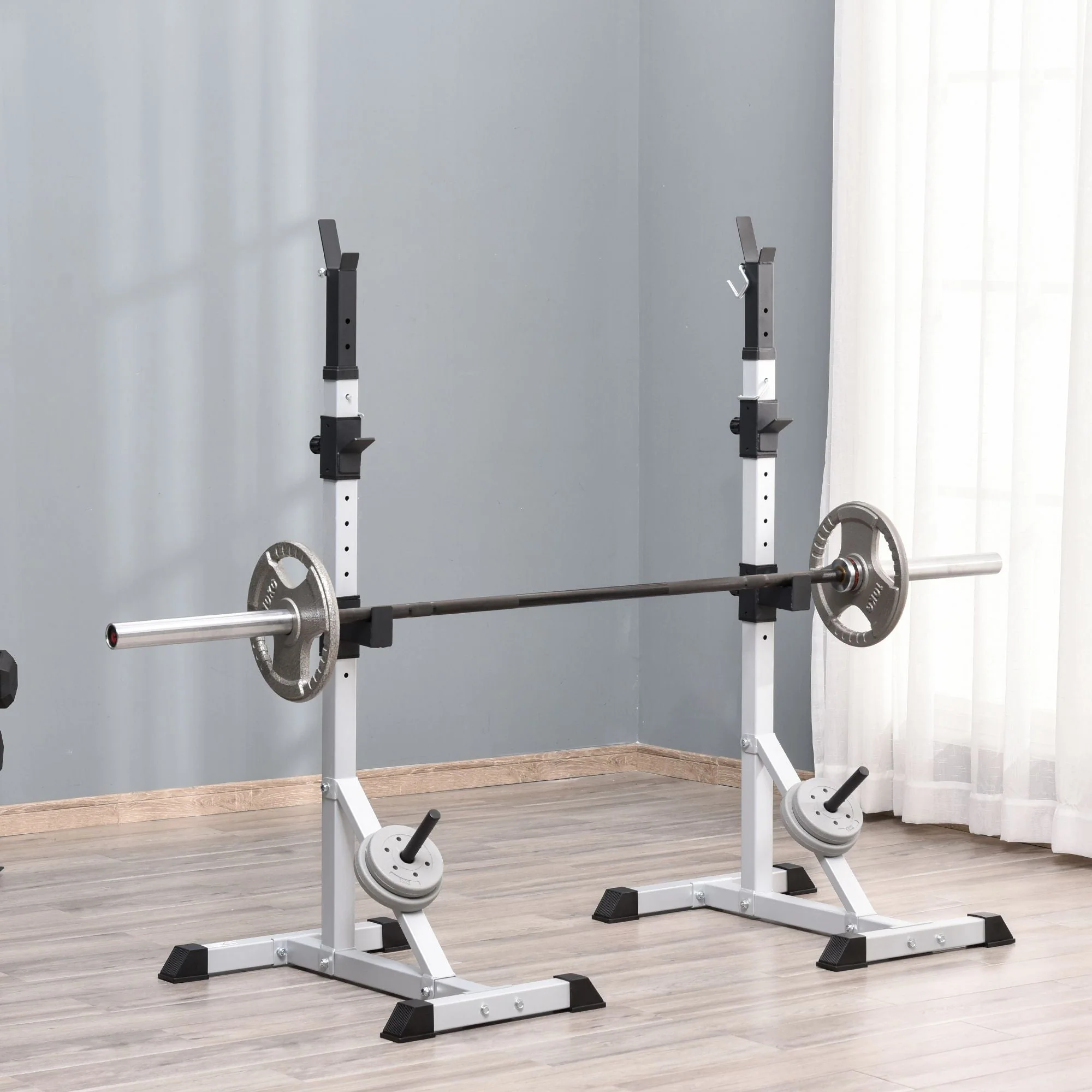 Weights Bar Barbell Rack Squat Stand Adjustable Portable Weight Lifting Suitable For Home Gym Training Work Out - Image 2