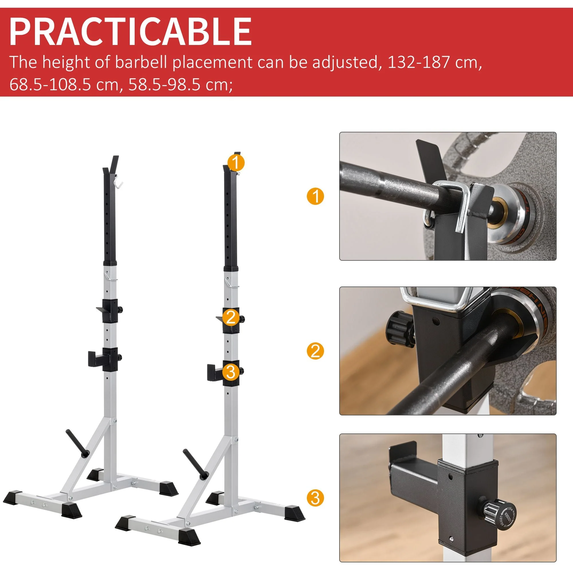 Weights Bar Barbell Rack Squat Stand Adjustable Portable Weight Lifting Suitable For Home Gym Training Work Out - Image 4
