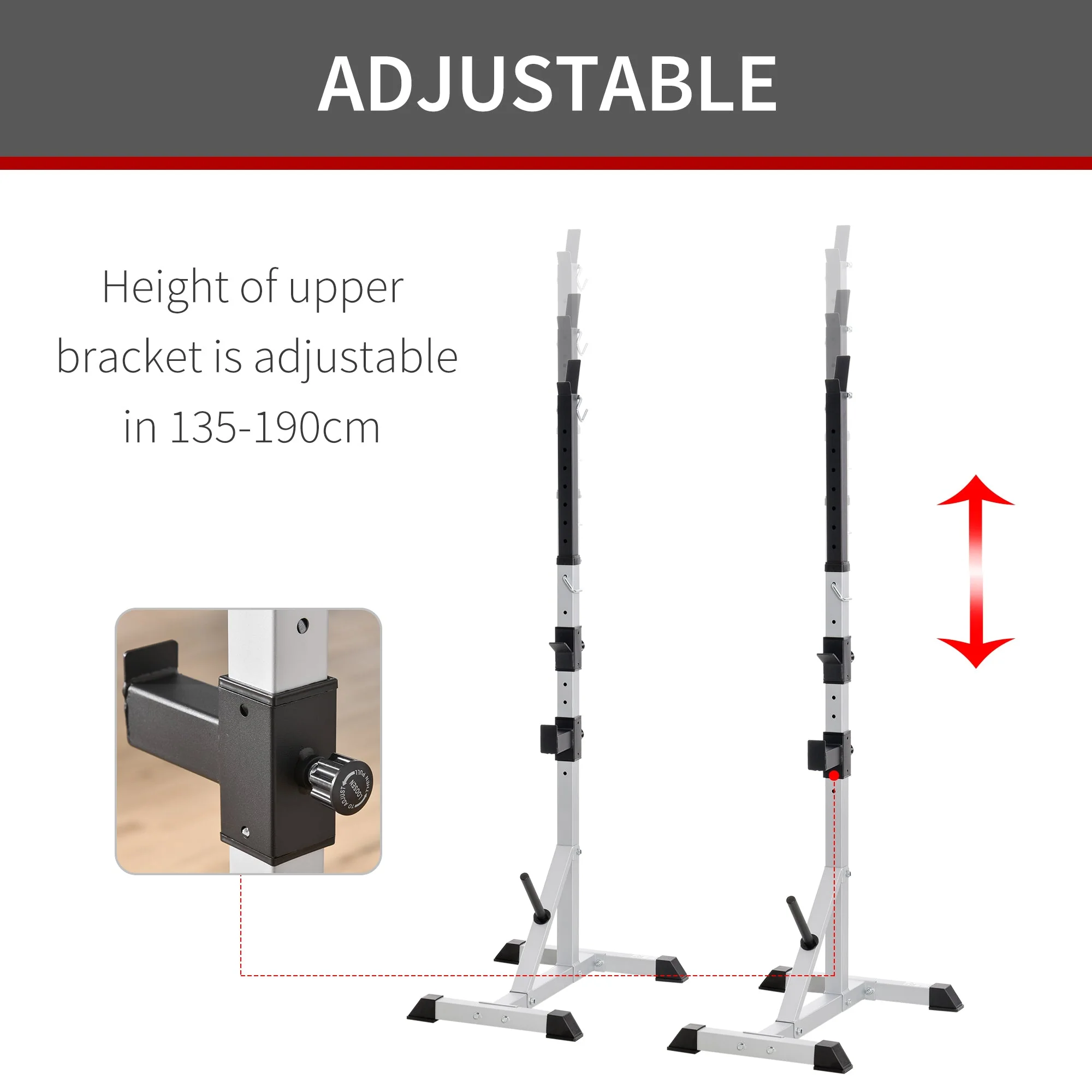 Weights Bar Barbell Rack Squat Stand Adjustable Portable Weight Lifting Suitable For Home Gym Training Work Out - Image 6