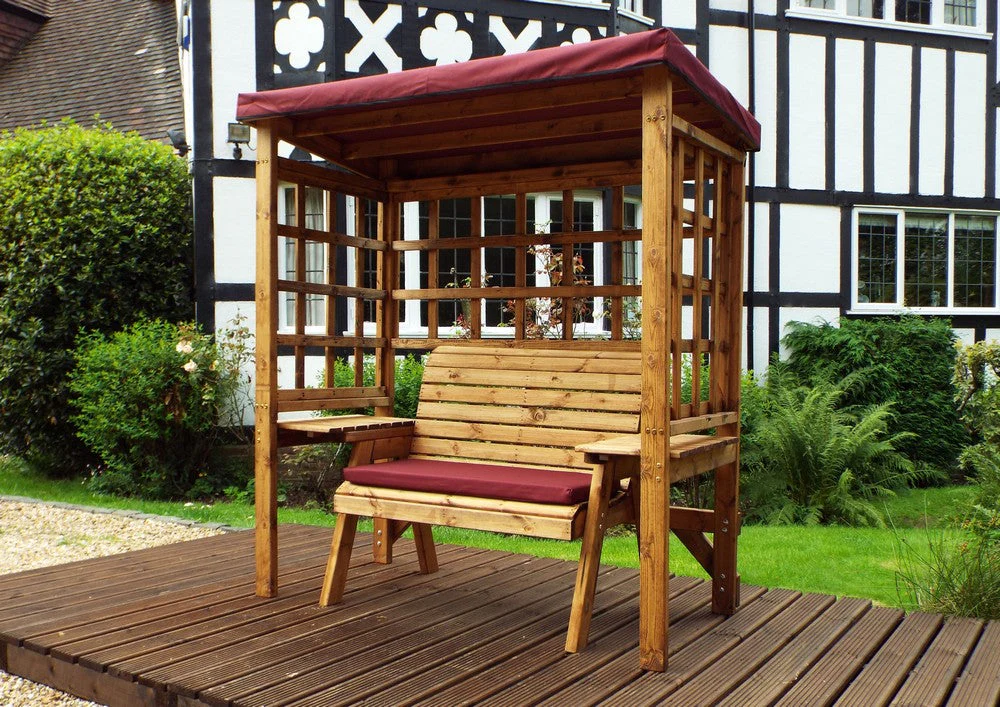 Wentworth Garden Arbour by Charles Taylor - 2 Seats Burgundy Cushions
