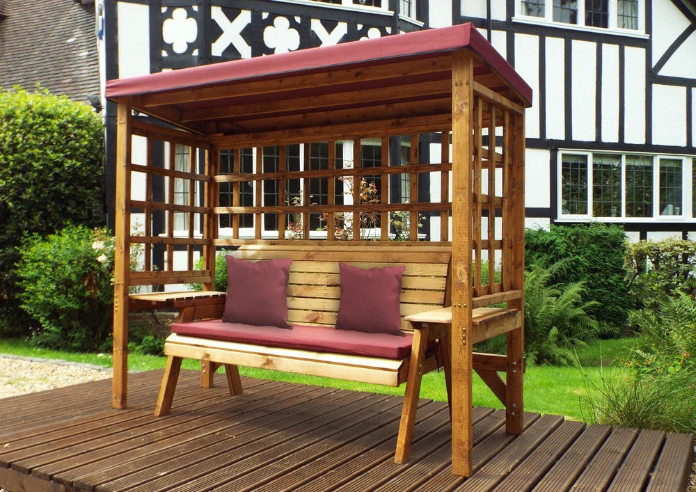 Wentworth Garden Arbour by Charles Taylor - 3 Seats Burgundy Cushions - Image 8