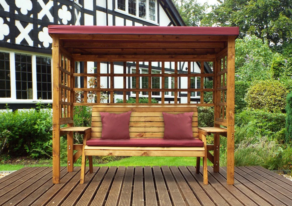 Wentworth Garden Arbour by Charles Taylor - 3 Seats Burgundy Cushions - Image 9