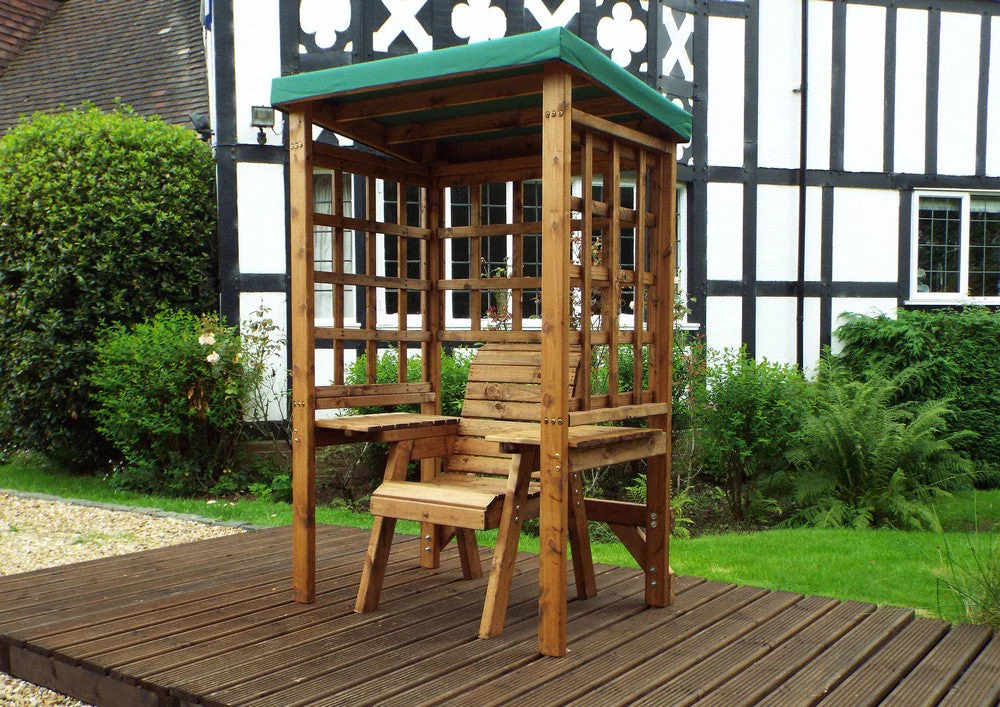 Wentworth Natural Garden Chair Arbour by Charles Taylor with Green Cushions - Image 3