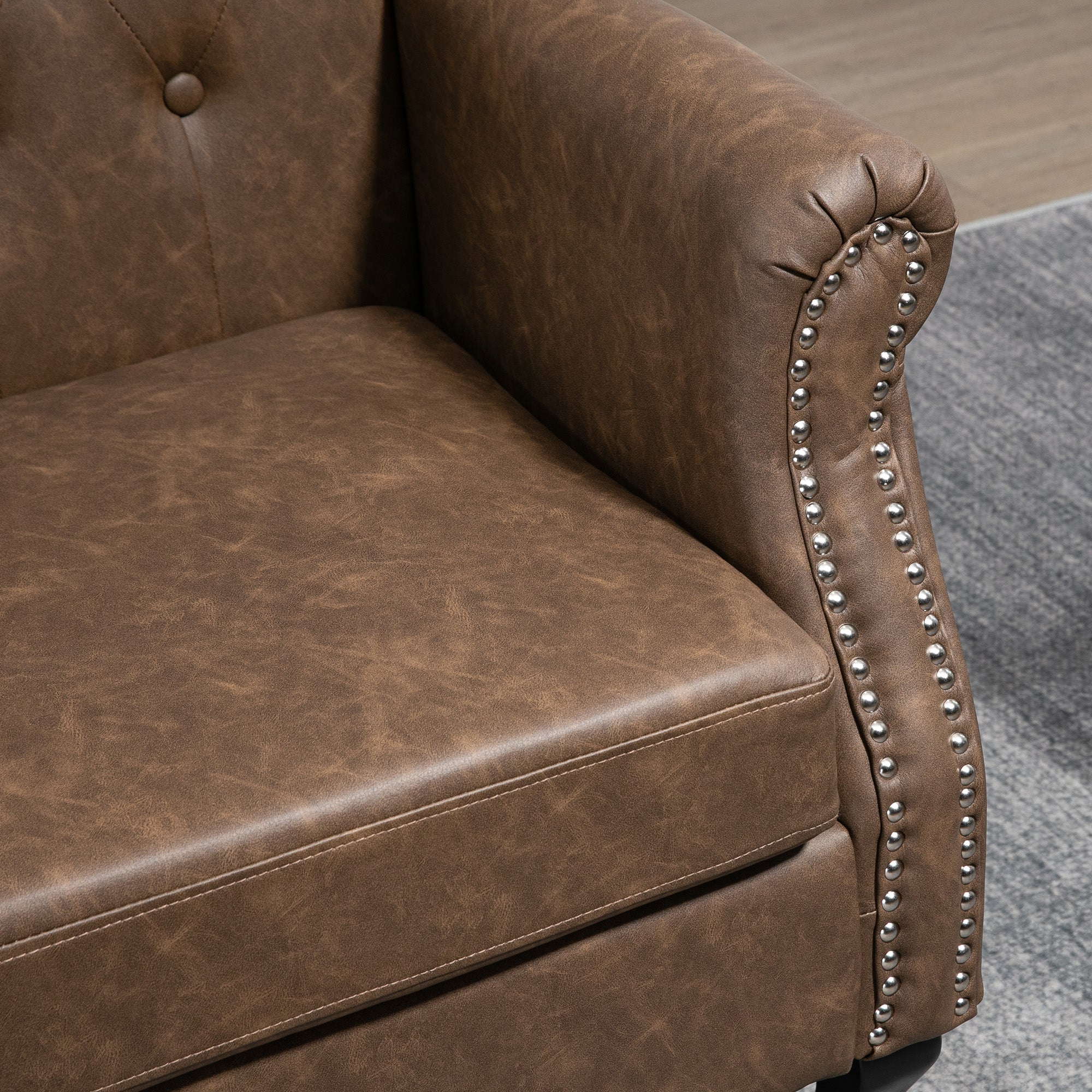 Wingback Accent Chair Tufted Chesterfield-style Armchair with Nail Head Trim for Living Room Bedroom Brown - Image 9