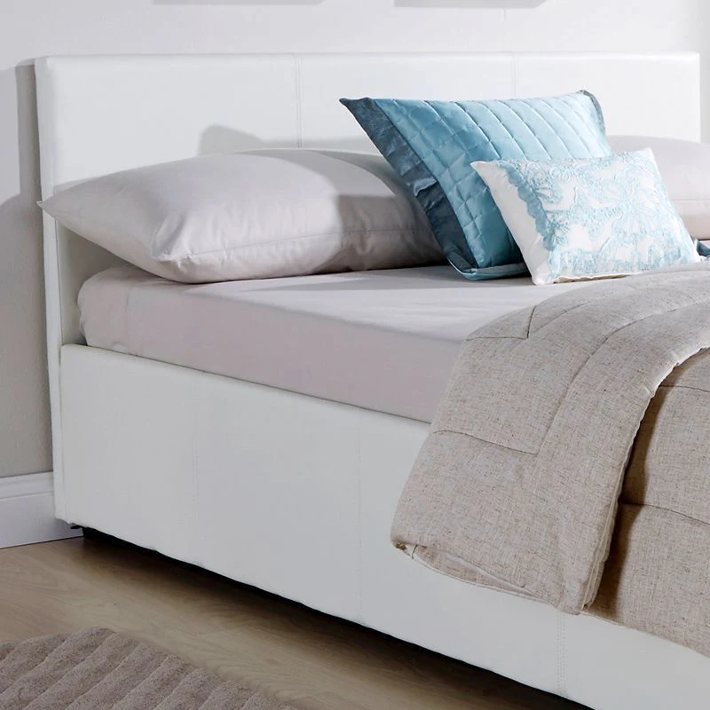 Winston King Size Ottoman Bed Faux Leather White 5 x 7ft - Image 5