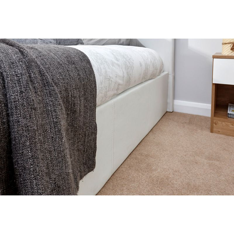 Winston Single Ottoman Bed Faux Leather White 3 x 7ft - Image 4