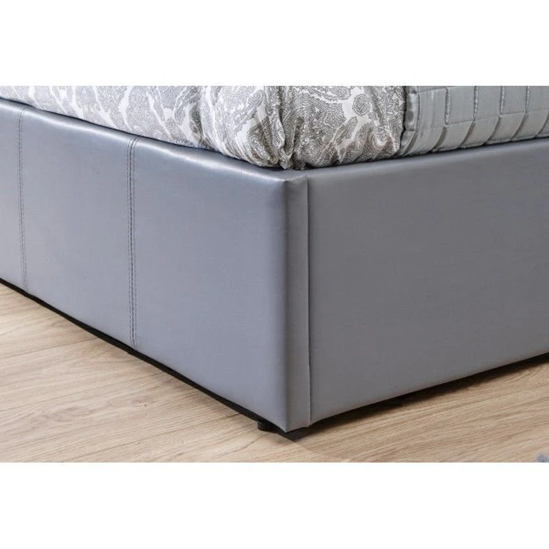 Winston Small Double Ottoman Bed Faux Leather Grey 4 x 7ft - Image 5