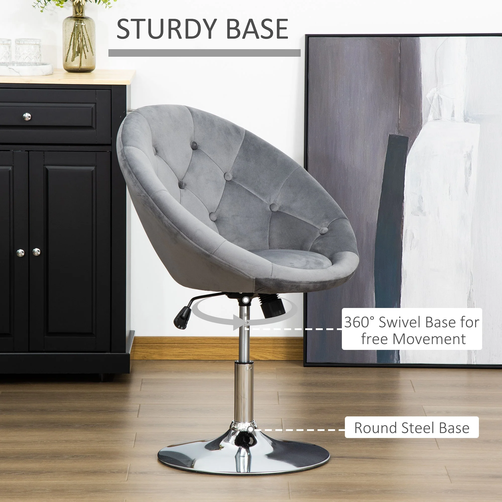 wivel Dining Height Bar Stool Adjustable Height Armless Tub Chair Grey - Image 6