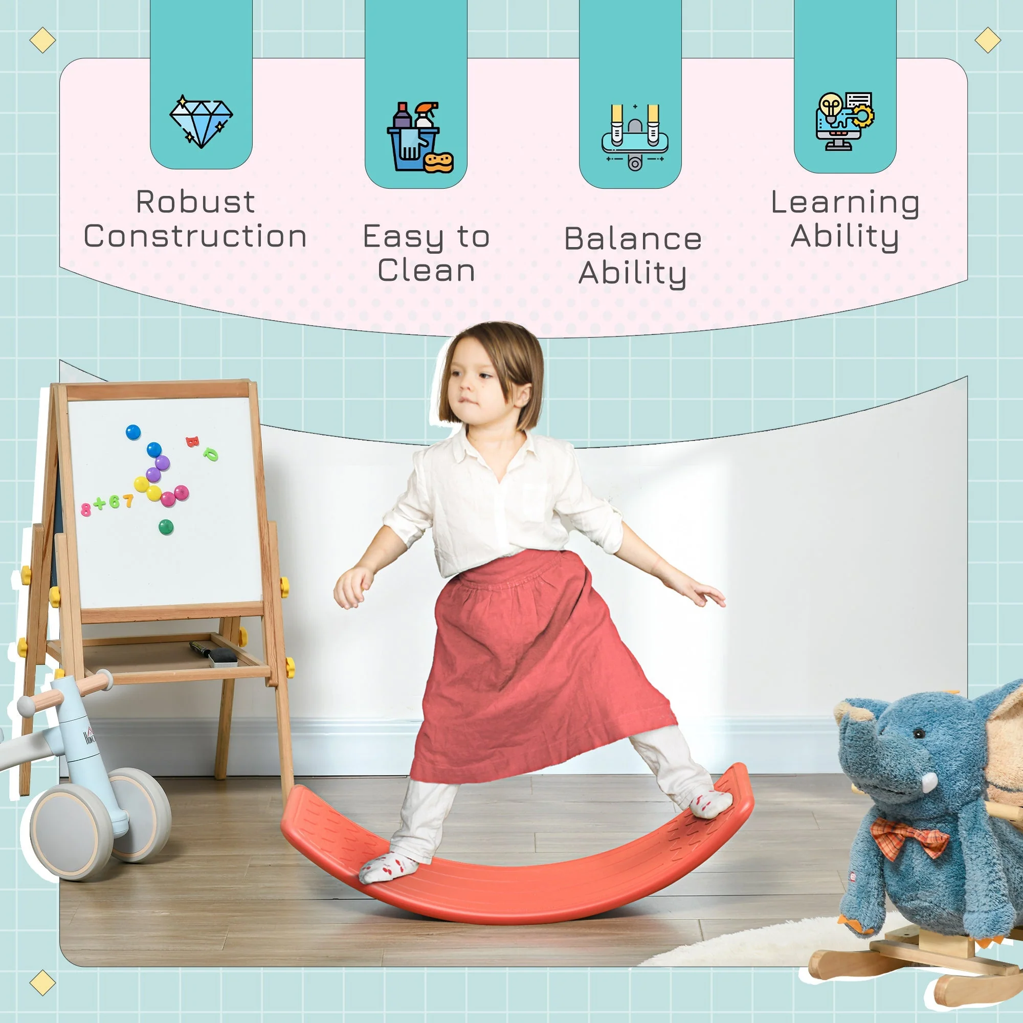 Wobble Balance Board 3 to 6 Years Red by Zonekiz - Image 5