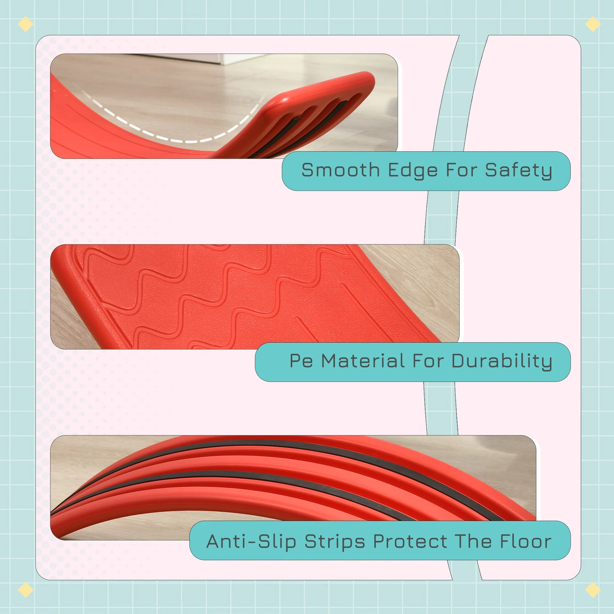 Wobble Balance Board 3 to 6 Years Red by Zonekiz - Image 6