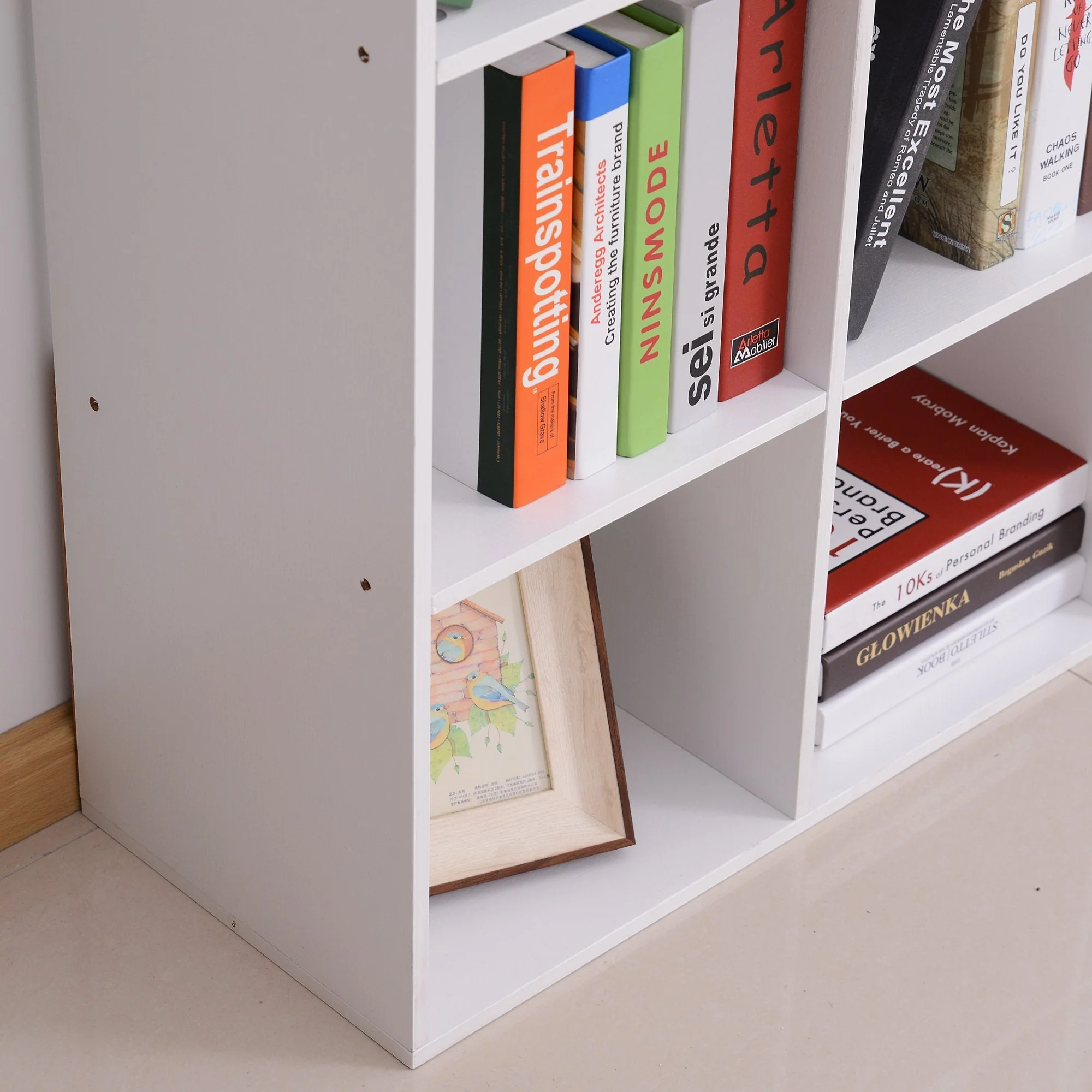 Wooden 9 Cube Storage Cabinet Unit 3 Tier Bookcase Shelves Organiser Rack Display - White - Image 6