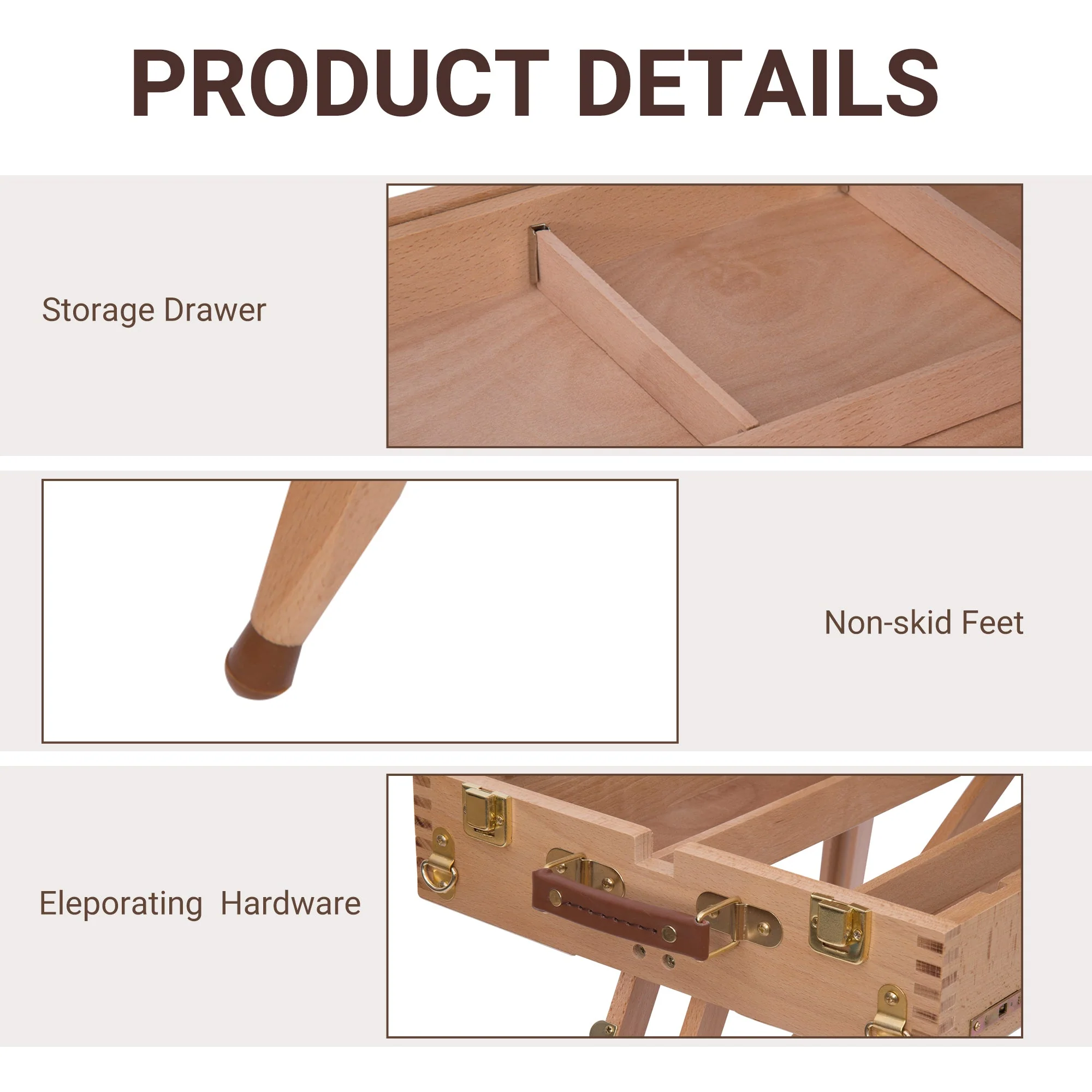 Wooden Art Easel Tripod Sketch Artist Painters Craft Portable Folding Drawing Board Lightweight - Natural Wood - Image 6