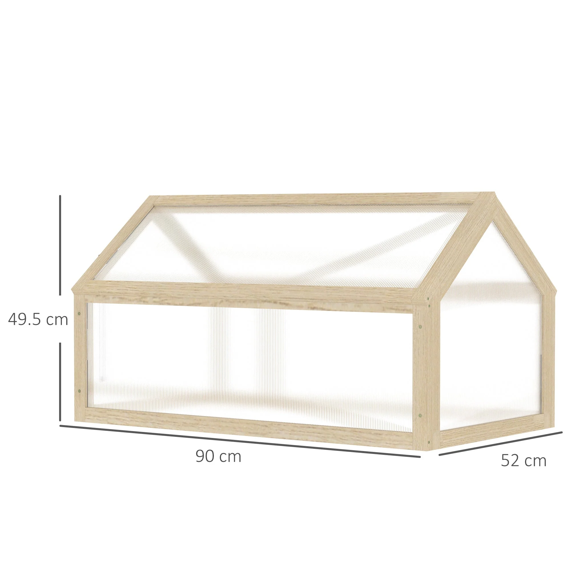 Wooden Cold Frame Garden Polycarbonate Greenhouse with Openable Top Cover - Image 3