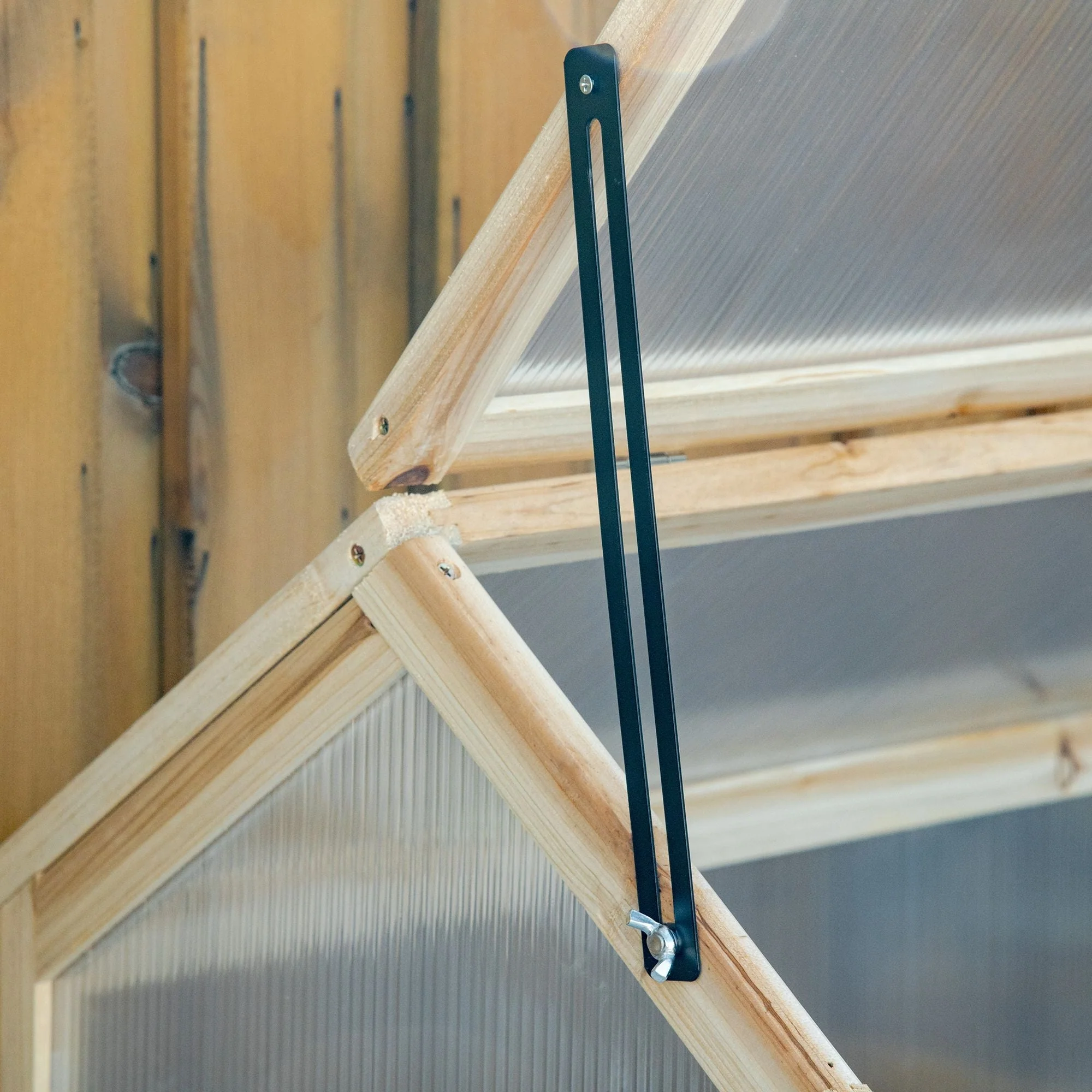 Wooden Cold Frame Garden Polycarbonate Greenhouse with Openable Top Cover - Image 9