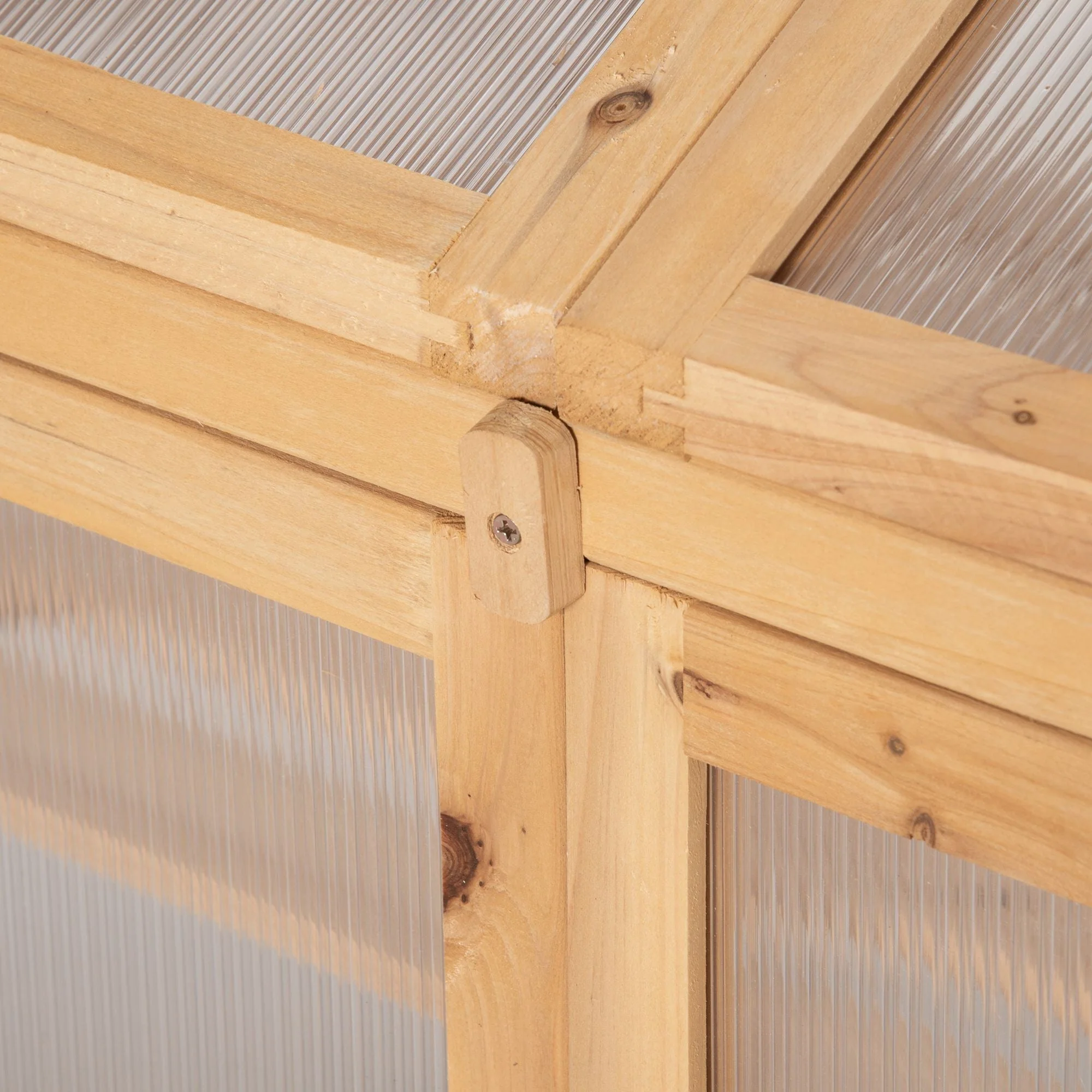 Wooden Cold Frame Polycarbonate Greenhouse with Openable Top Cover and Double Door - Image 7